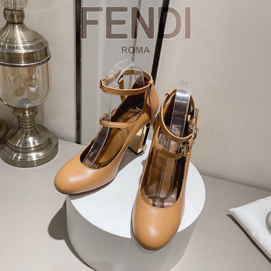 Fendi Delfina Dove Grey Leather High-heeled Court Shoes - FashionPlug