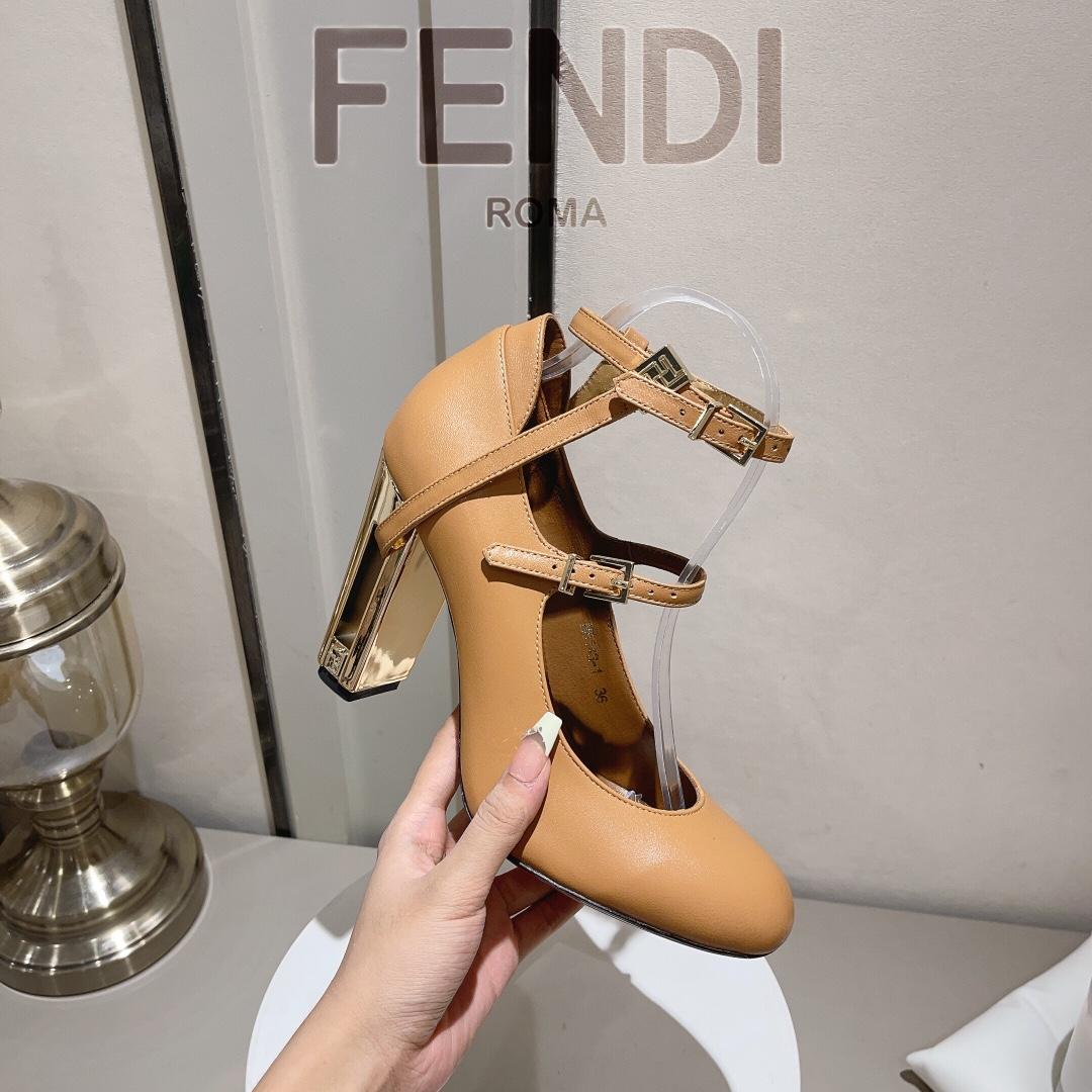 Fendi Delfina Dove Grey Leather High-heeled Court Shoes - FashionPlug