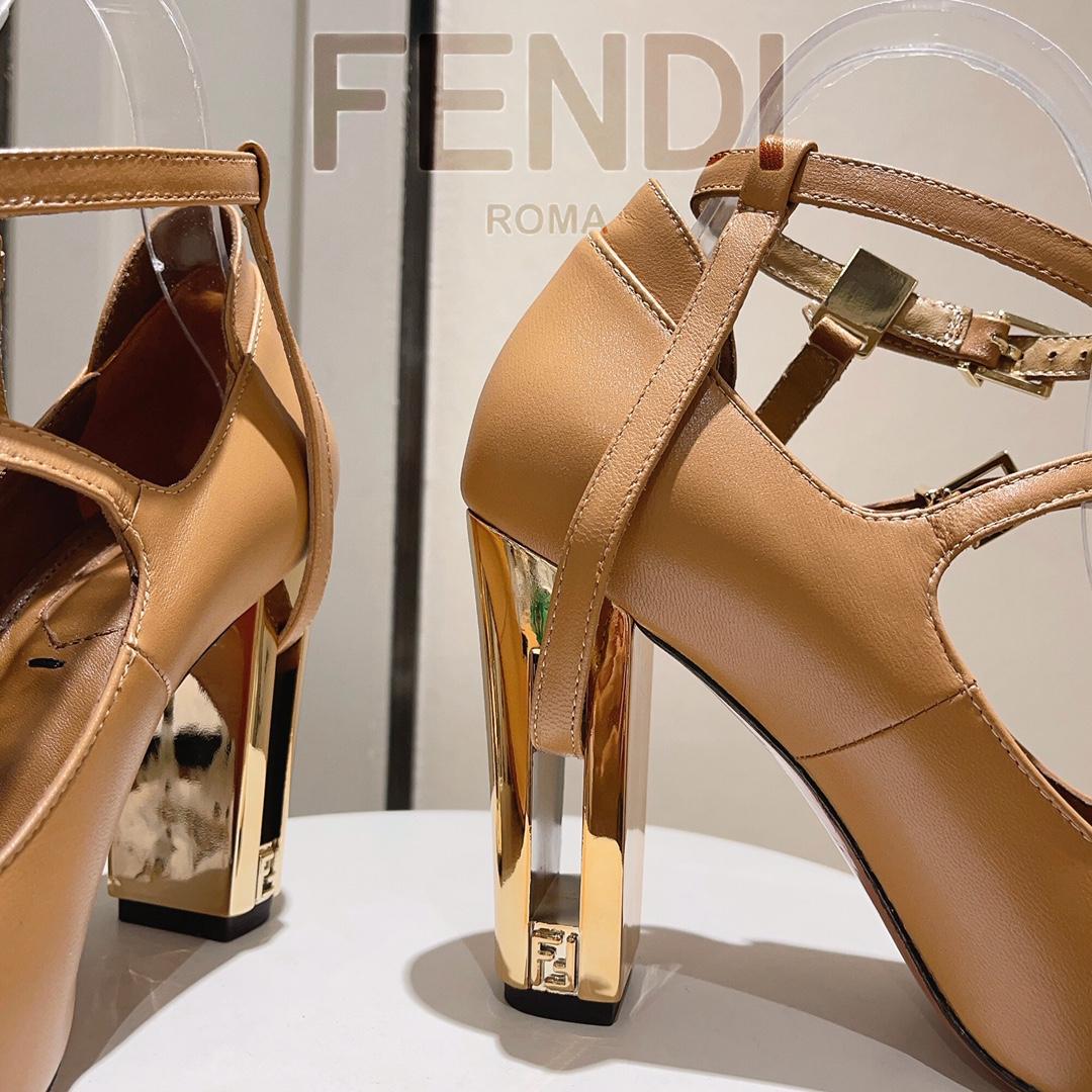 Fendi Delfina Dove Grey Leather High-heeled Court Shoes - FashionPlug