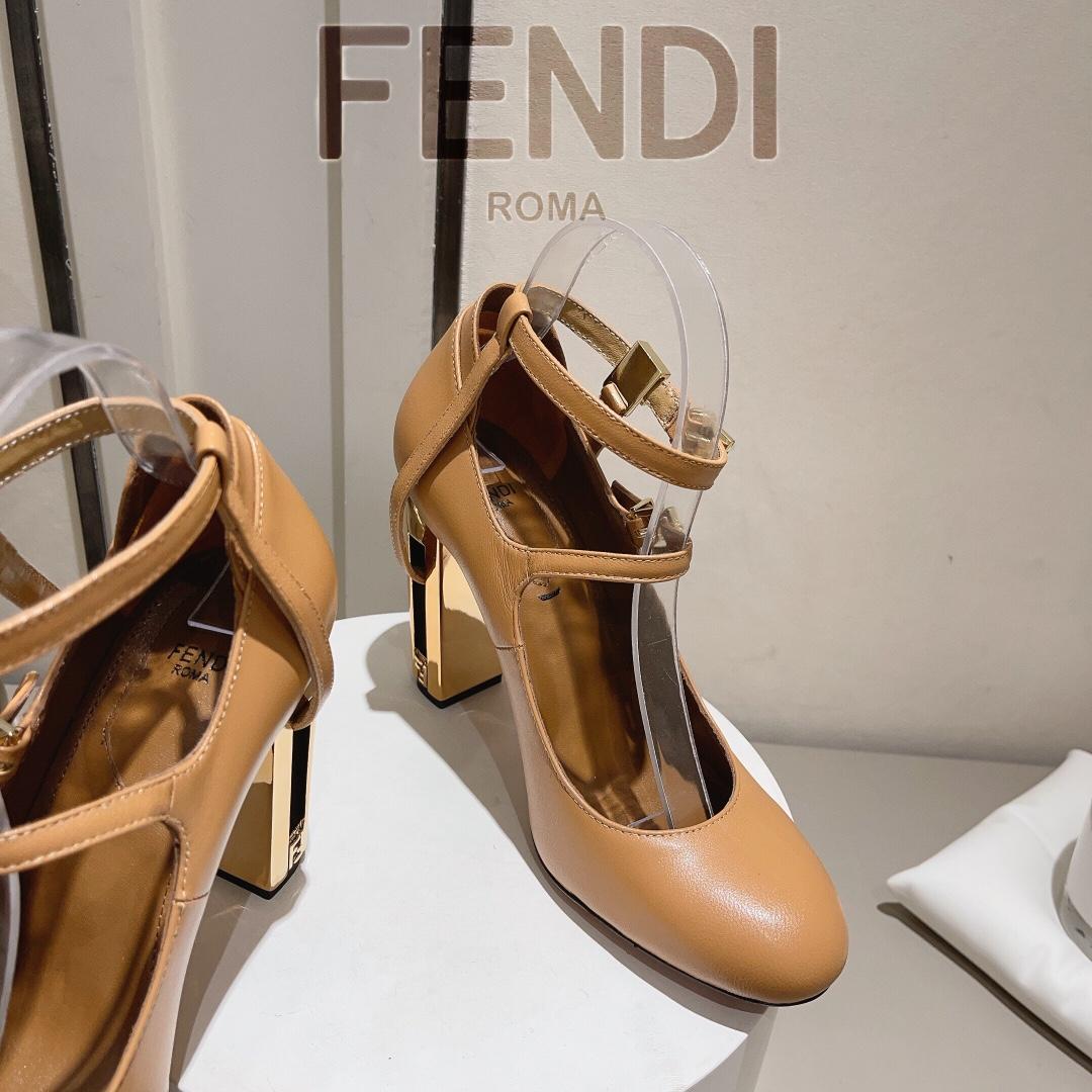 Fendi Delfina Dove Grey Leather High-heeled Court Shoes - FashionPlug