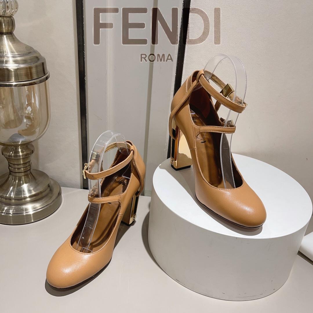 Fendi Delfina Dove Grey Leather High-heeled Court Shoes - FashionPlug