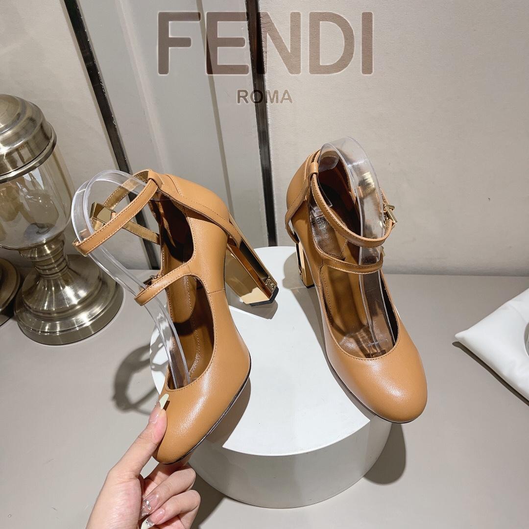 Fendi Delfina Dove Grey Leather High-heeled Court Shoes - FashionPlug