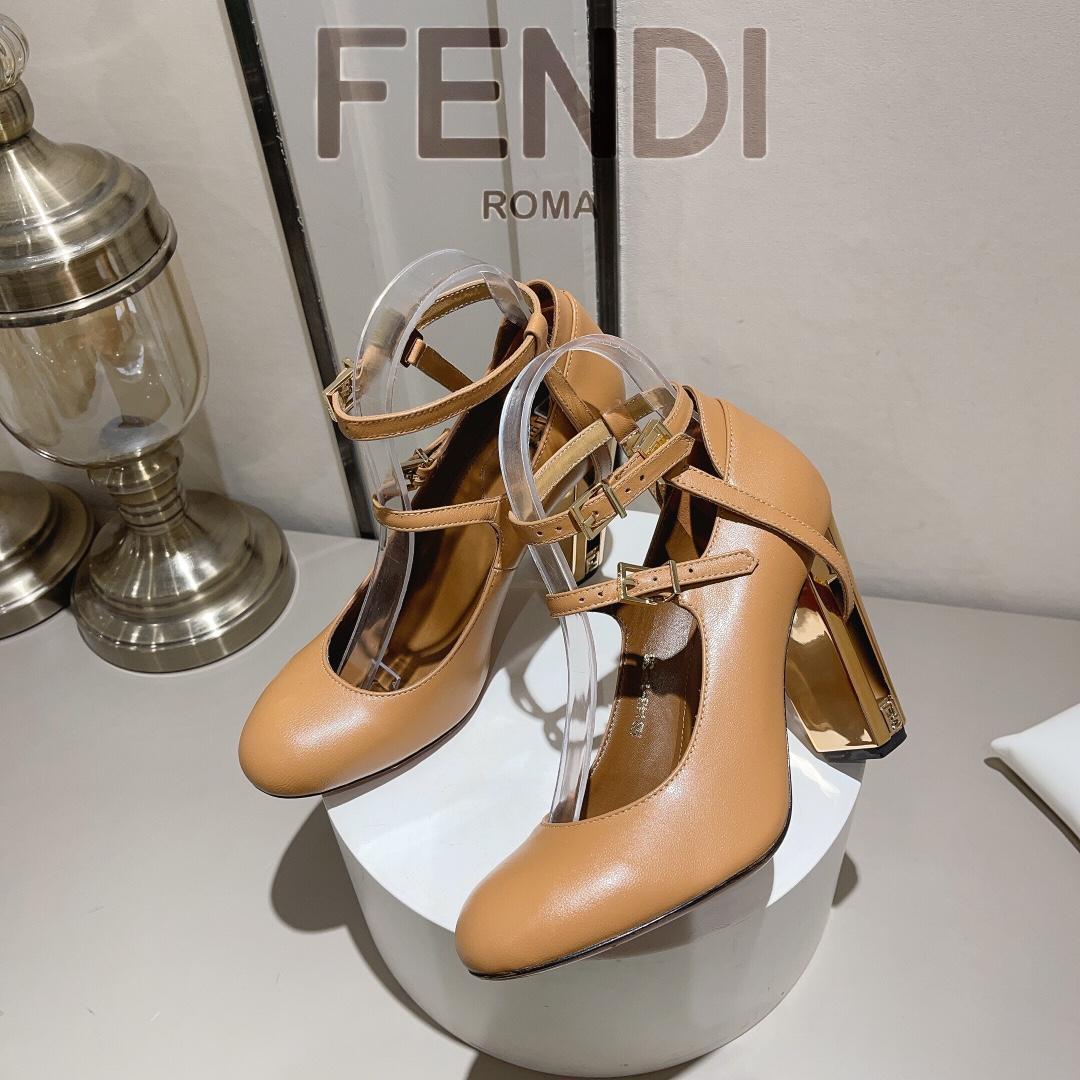 Fendi Delfina Dove Grey Leather High-heeled Court Shoes - FashionPlug