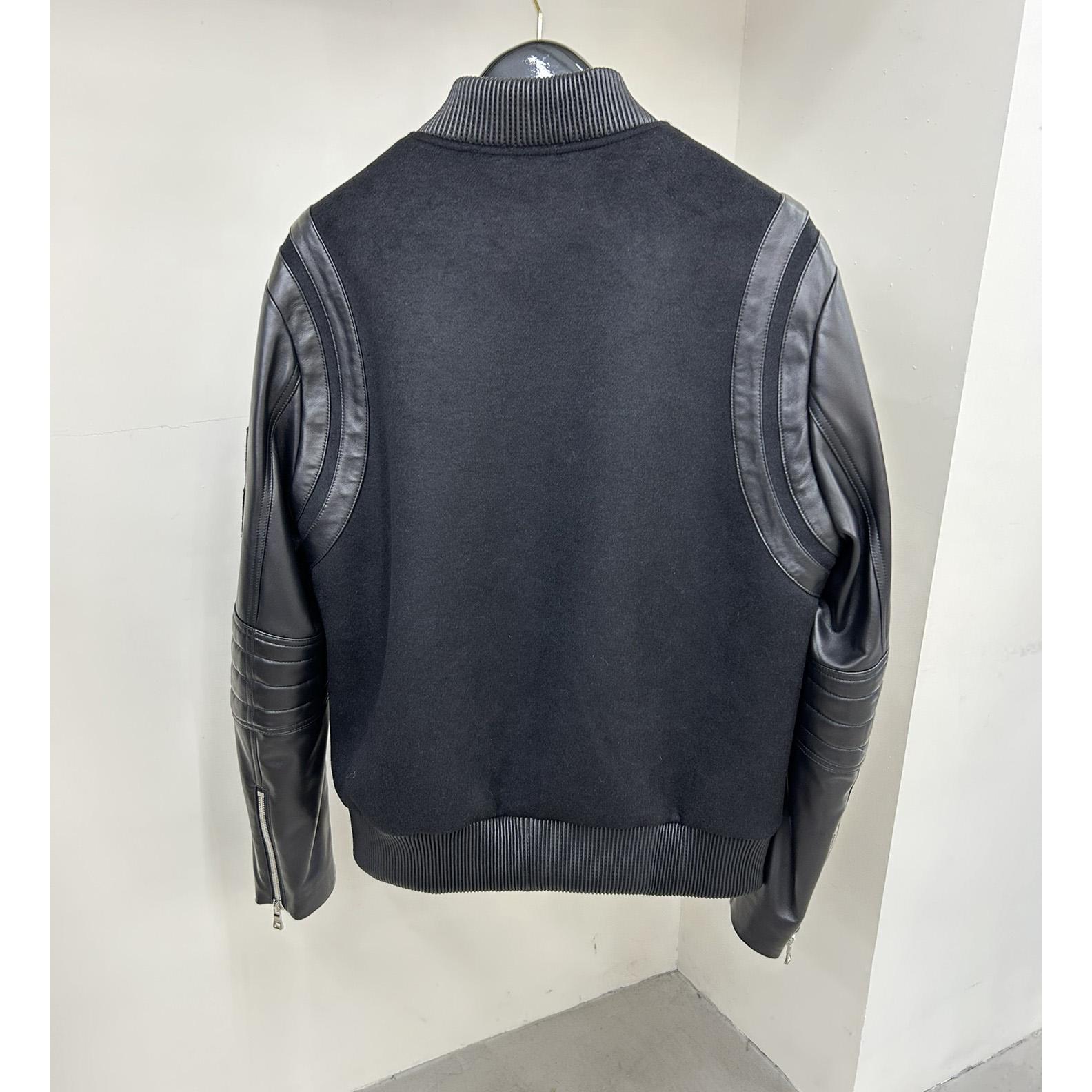 Balmain Leather And Wool Jacket - FashionPlug