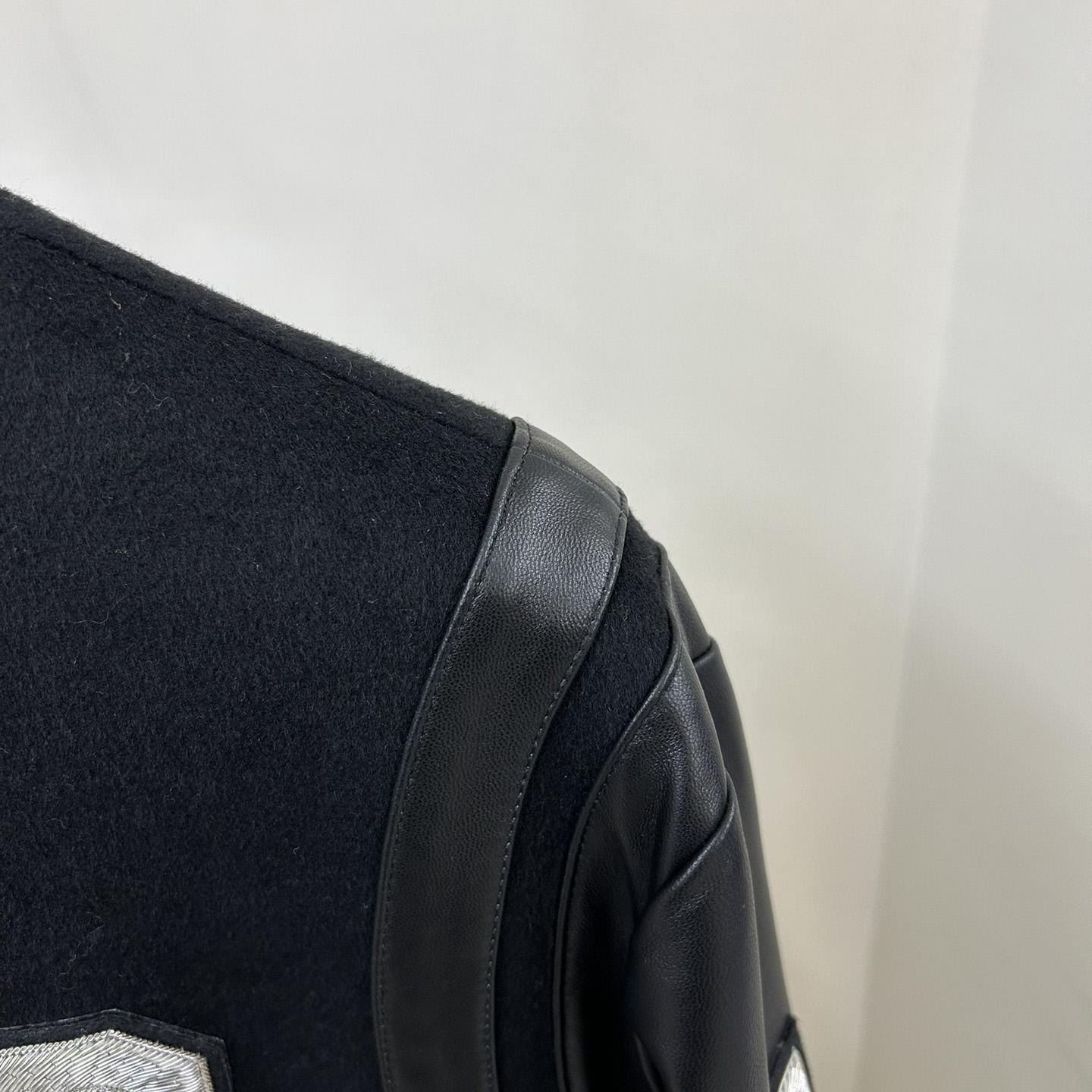 Balmain Leather And Wool Jacket - FashionPlug