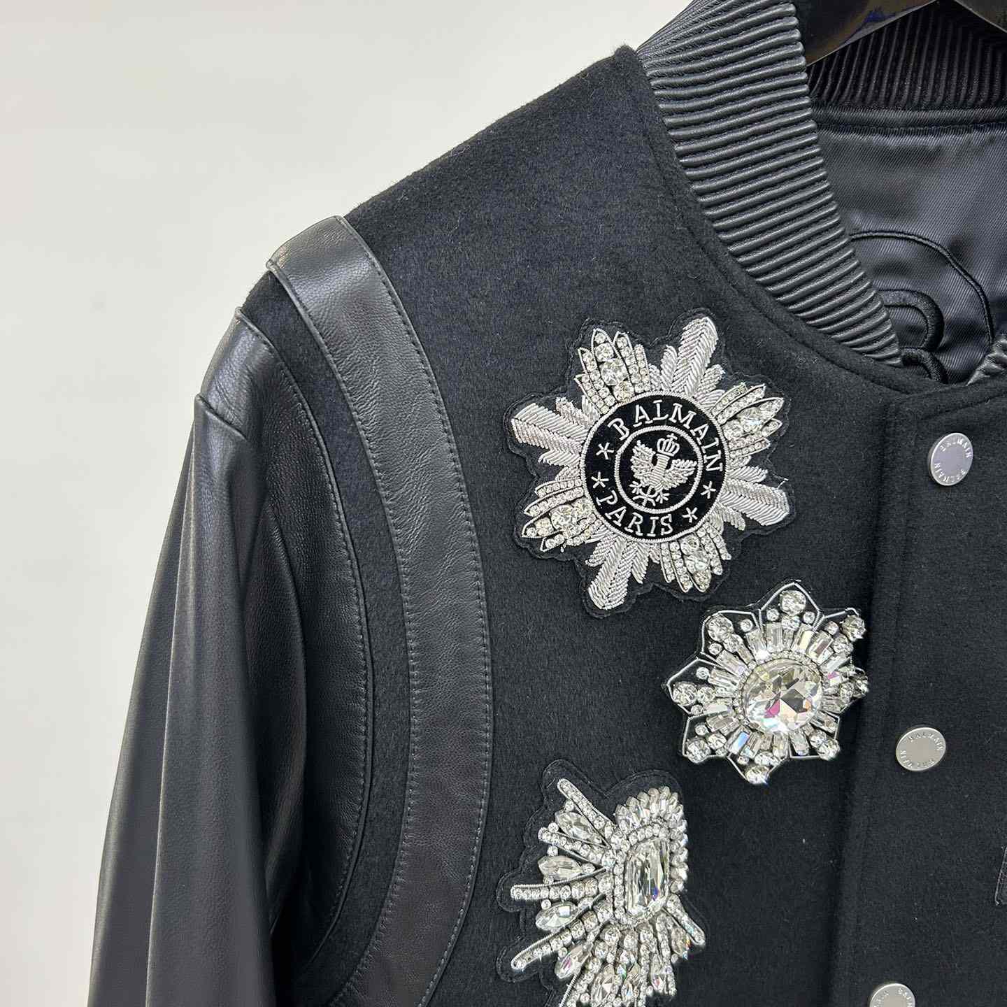 Balmain Leather And Wool Jacket - FashionPlug