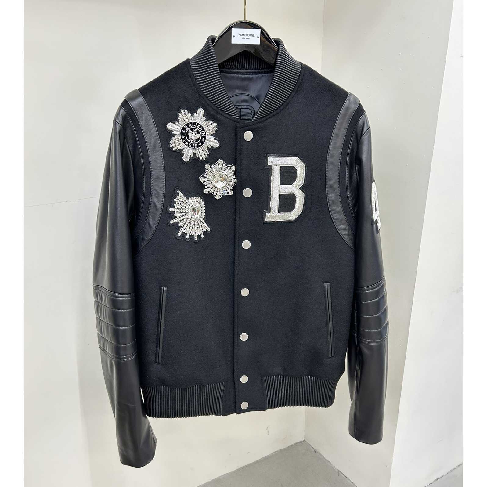 Balmain Leather And Wool Jacket - FashionPlug