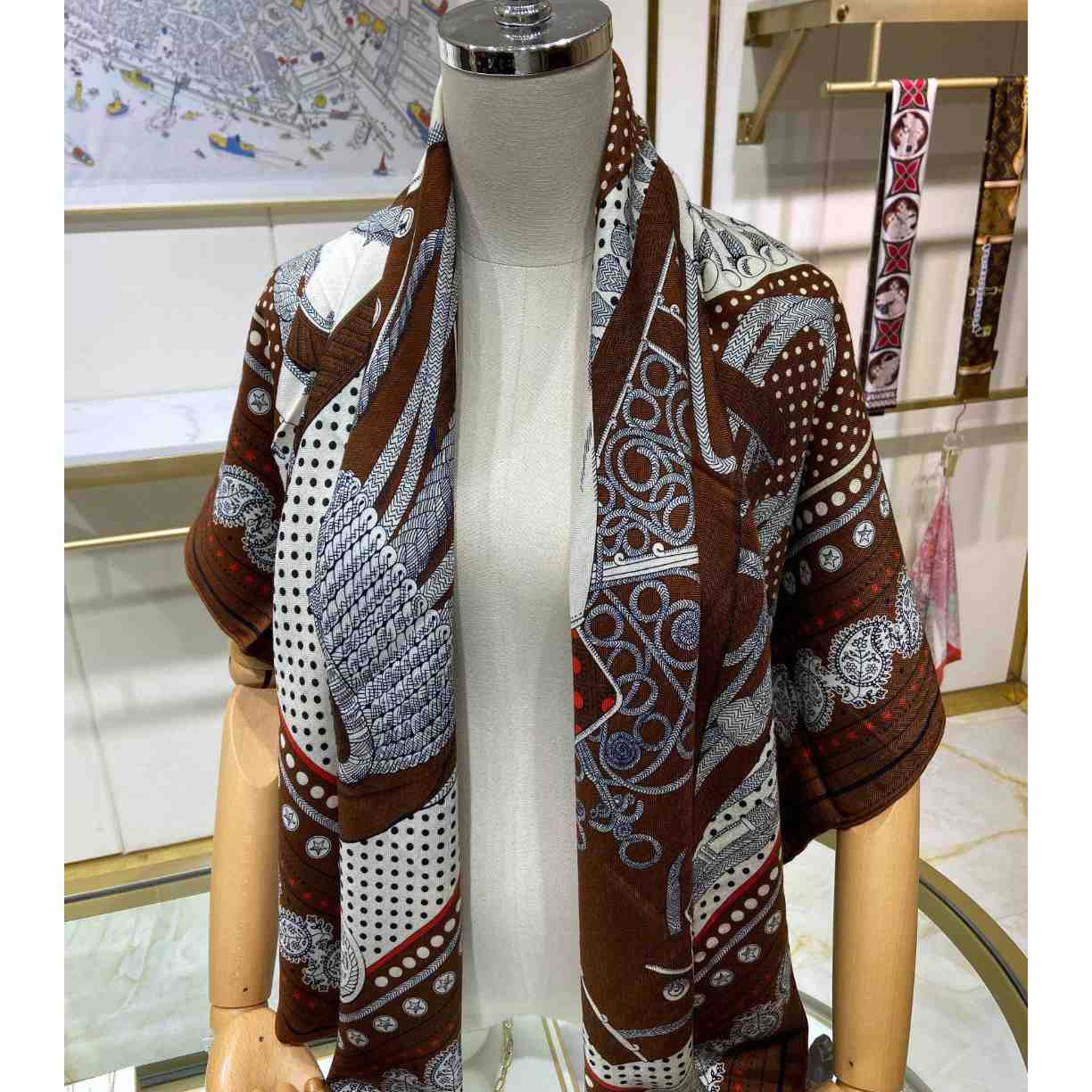Hermes Zouaves et Dragons Bandana Shawl 140 - FashionPlug
