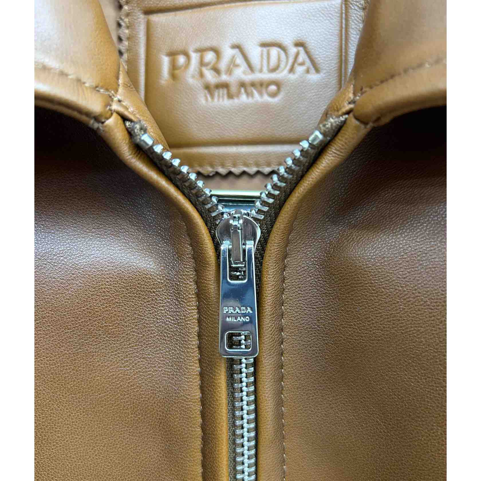 Prada Oversized Nappa Leather Bomber Jacket - FashionPlug