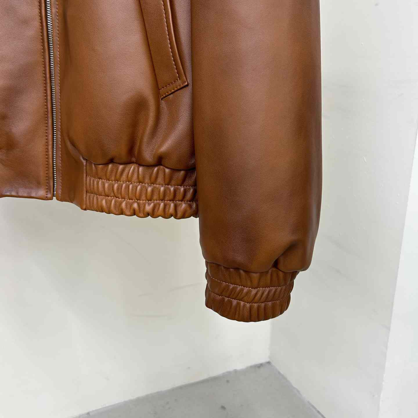 Prada Oversized Nappa Leather Bomber Jacket - FashionPlug