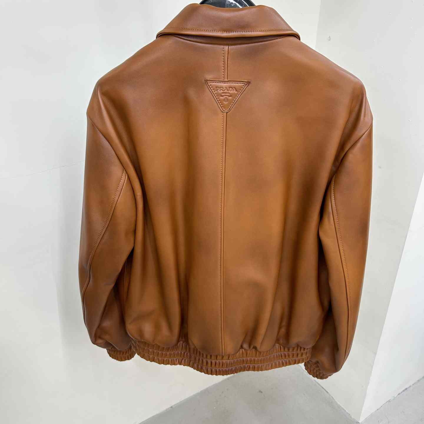 Prada Oversized Nappa Leather Bomber Jacket - FashionPlug
