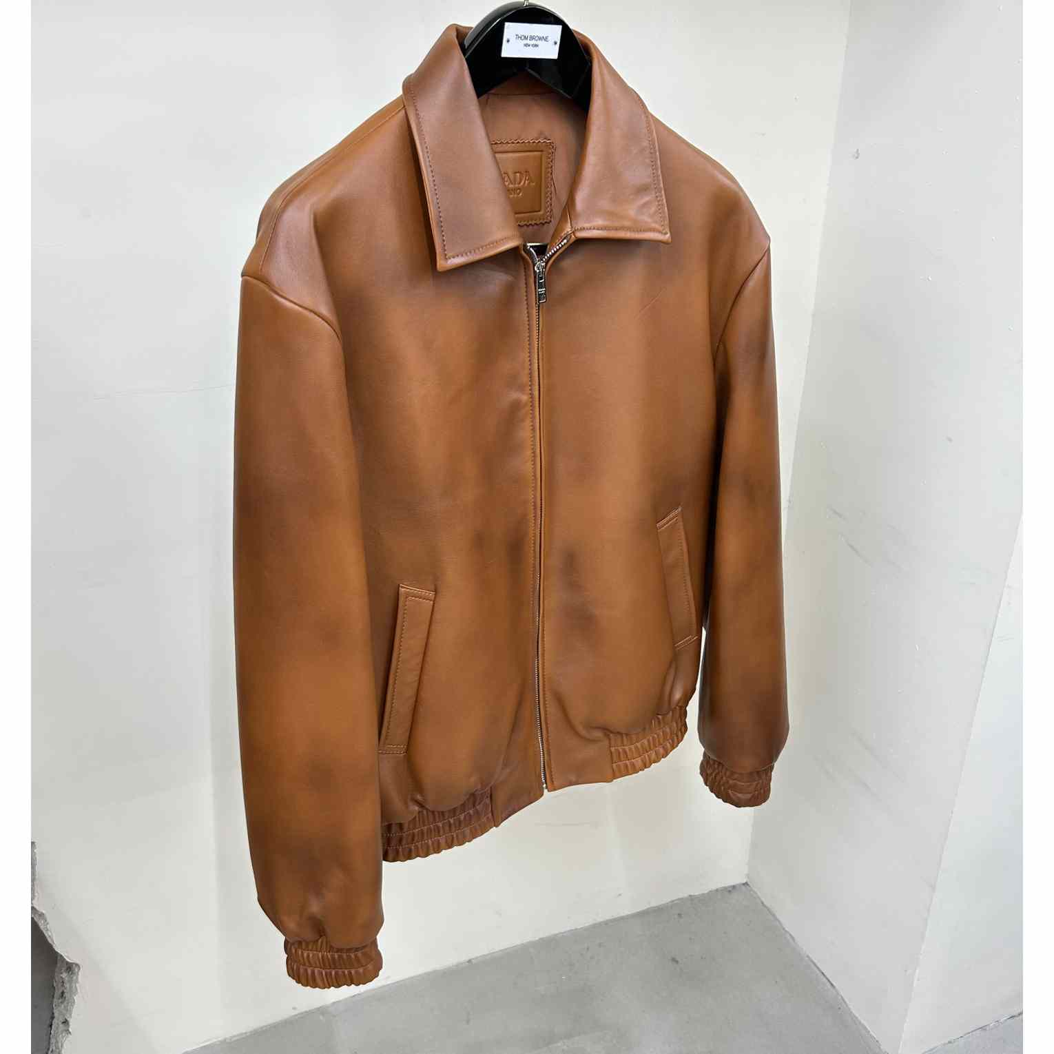 Prada Oversized Nappa Leather Bomber Jacket - FashionPlug