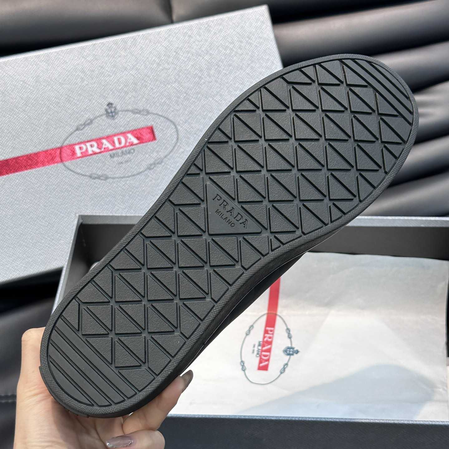 Prada Leather And Re-Nylon Sneakers - FashionPlug