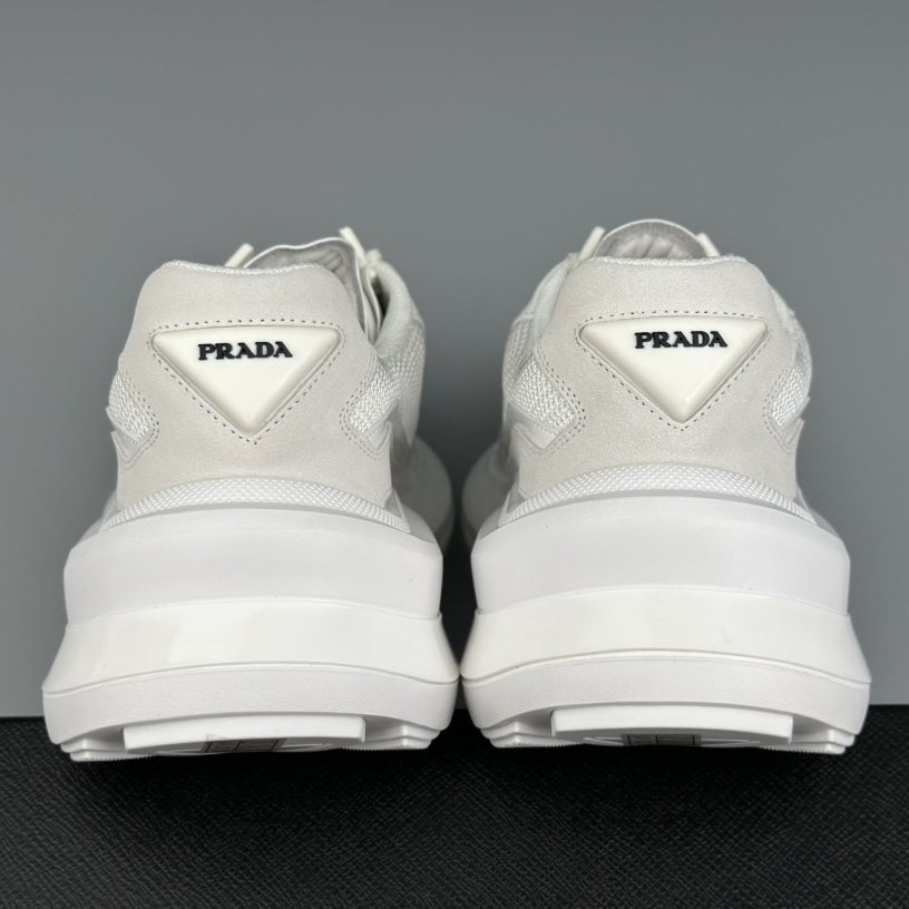 Prada Systeme Brushed Leather Sneakers With Bike Fabric And Suede Elements - FashionPlug