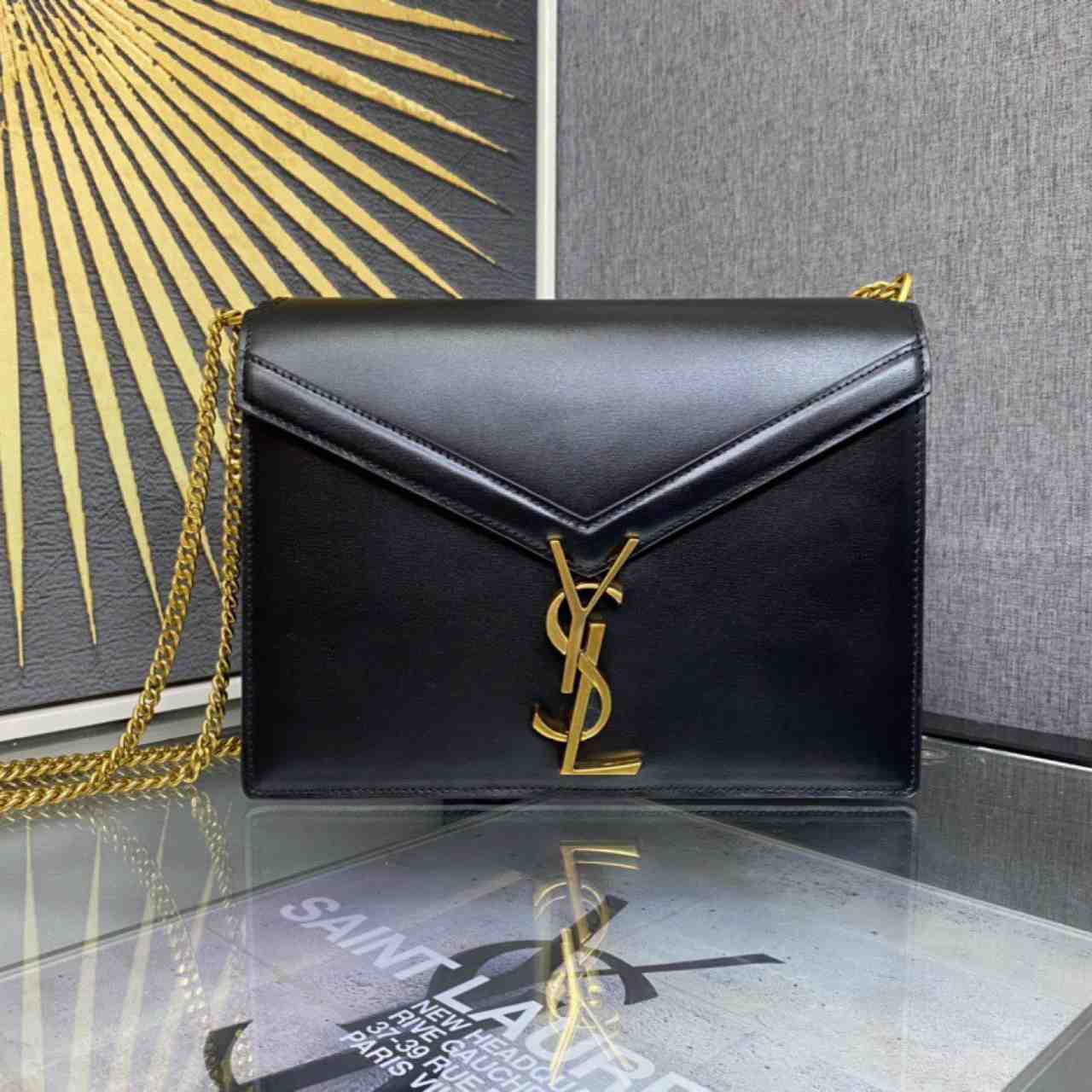 Saint Laurent Black Cassandra Bag (22-16.5-5.5cm) - FashionPlug