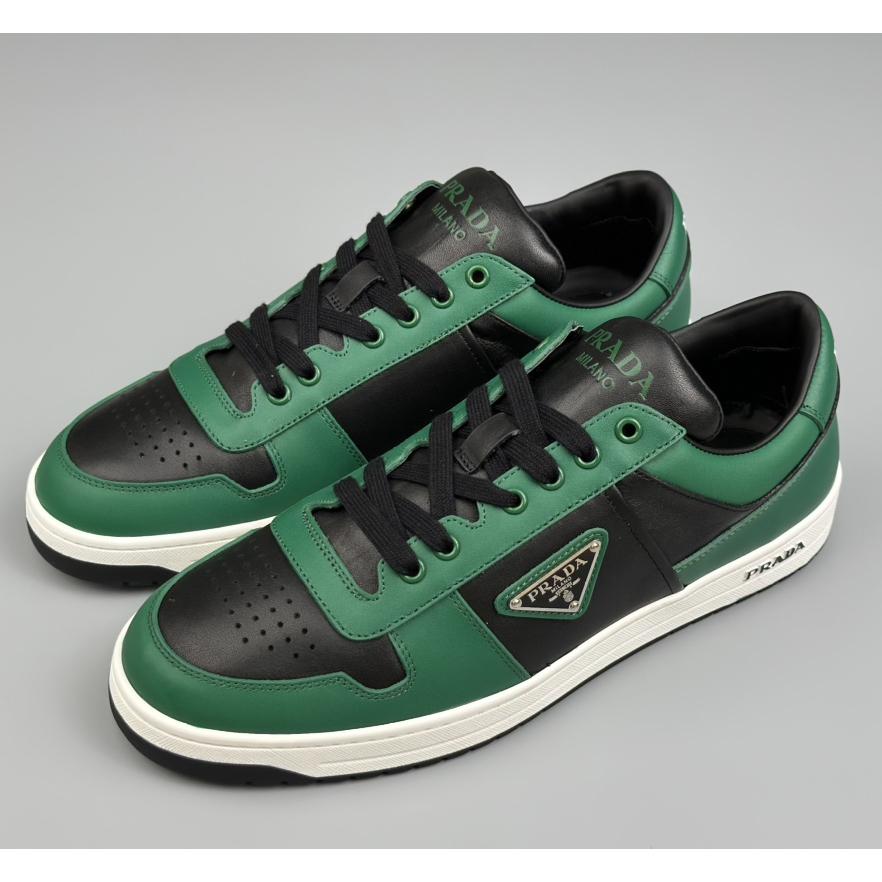 Prada Downtown Logo-plaque Leather Sneakers - FashionPlug
