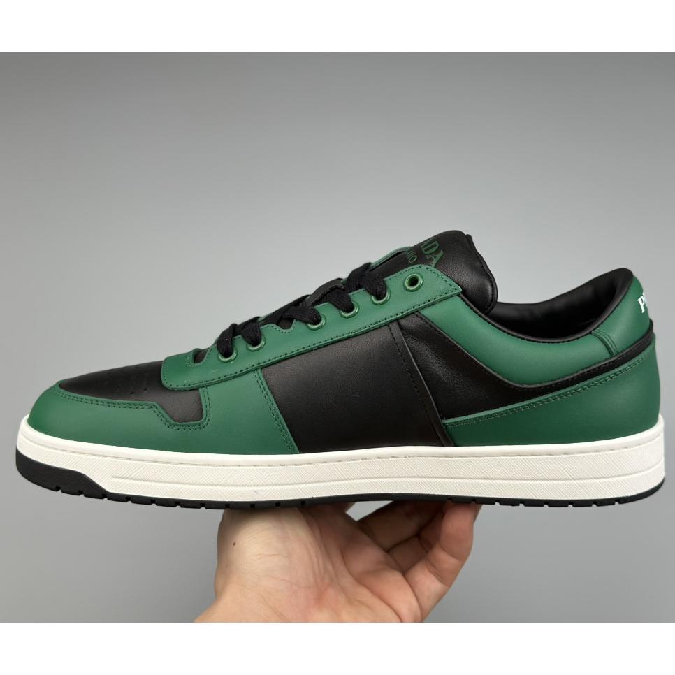 Prada Downtown Logo-plaque Leather Sneakers - FashionPlug