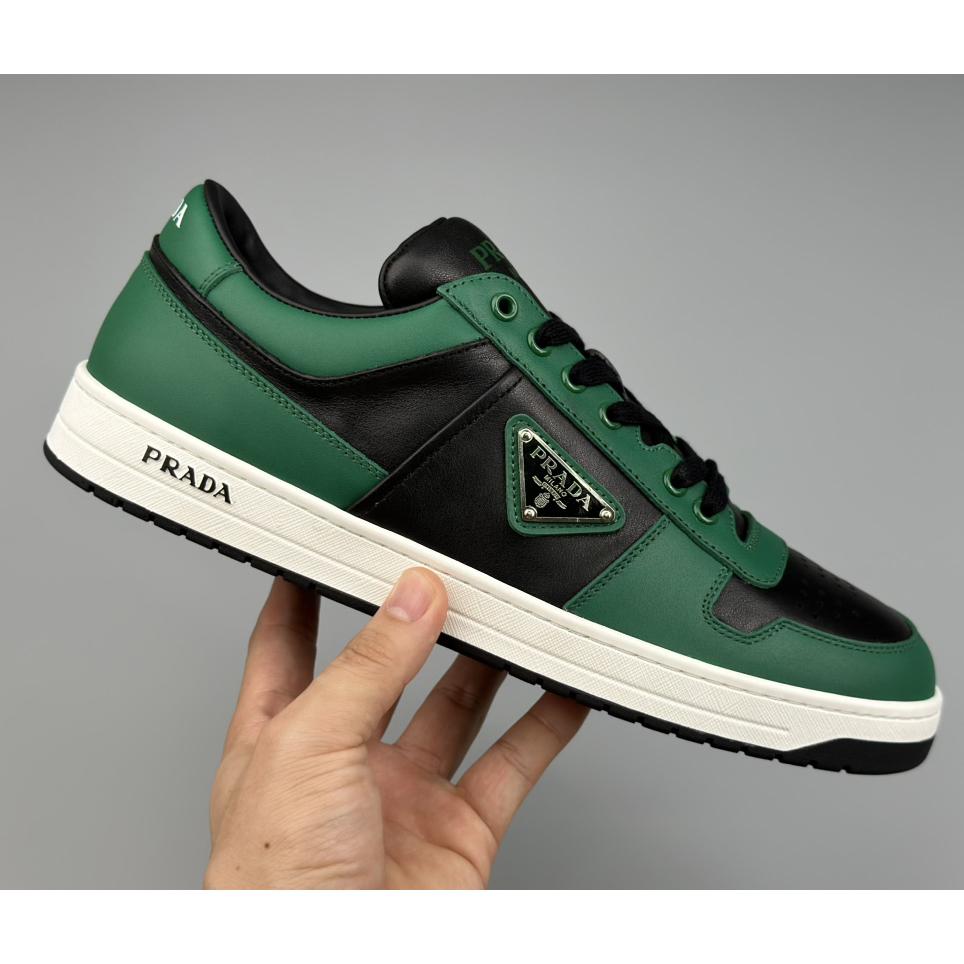 Prada Downtown Logo-plaque Leather Sneakers - FashionPlug