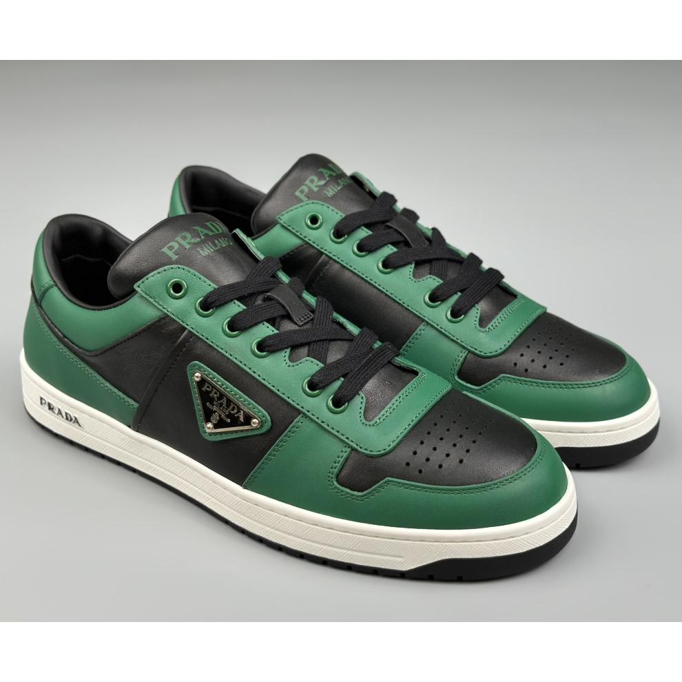 Prada Downtown Logo-plaque Leather Sneakers - FashionPlug