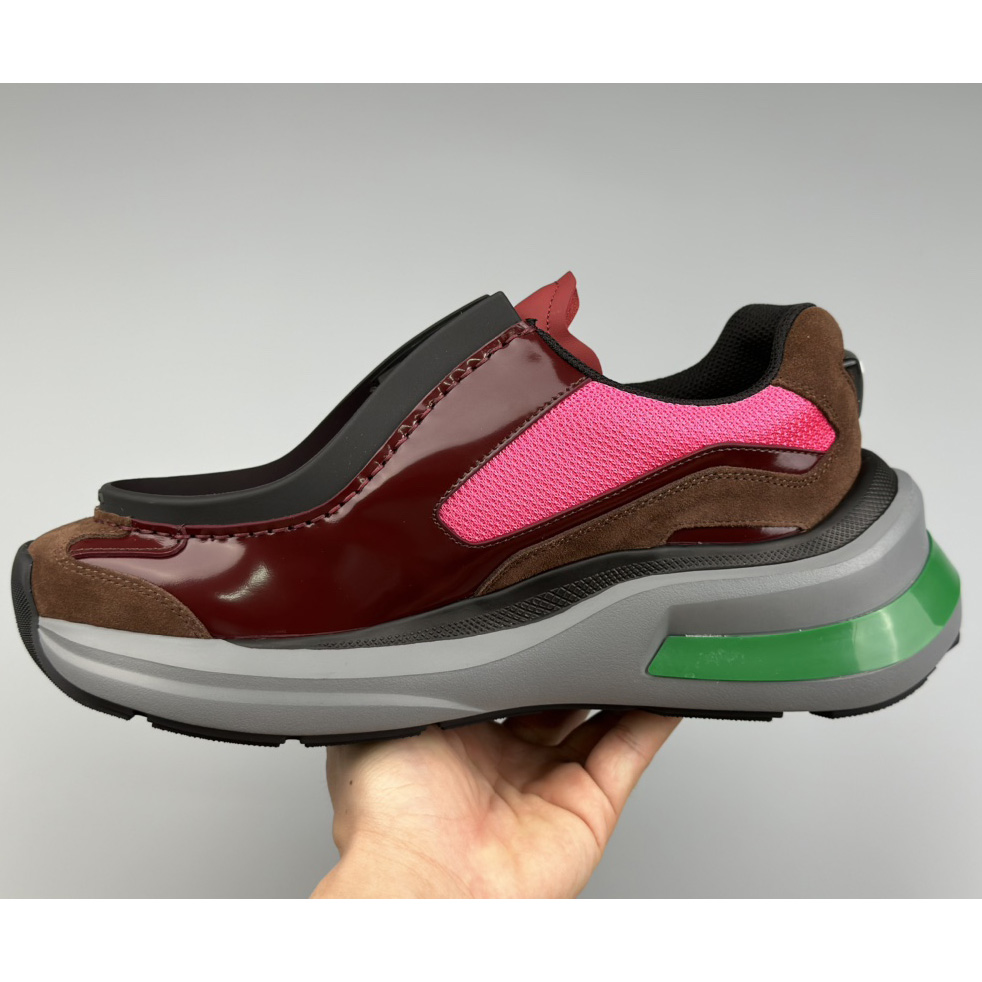 Prada Systeme Brushed Leather Sneakers With Bike Fabric And Suede  - FashionPlug