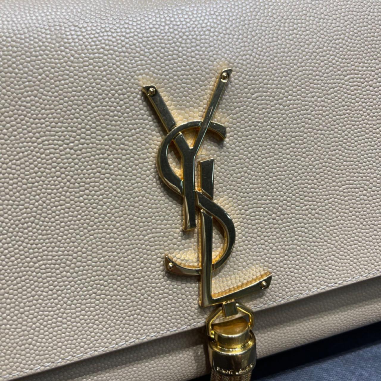 Saint Laurent Kate Chain Wallet WIth Tassel In Grain De Poudre Embossed Leather - FashionPlug