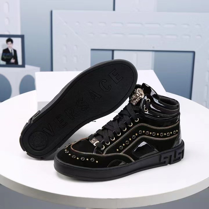 Versace High-top Shoes In Black  (50% Off Sale)   xz701 - FashionPlug