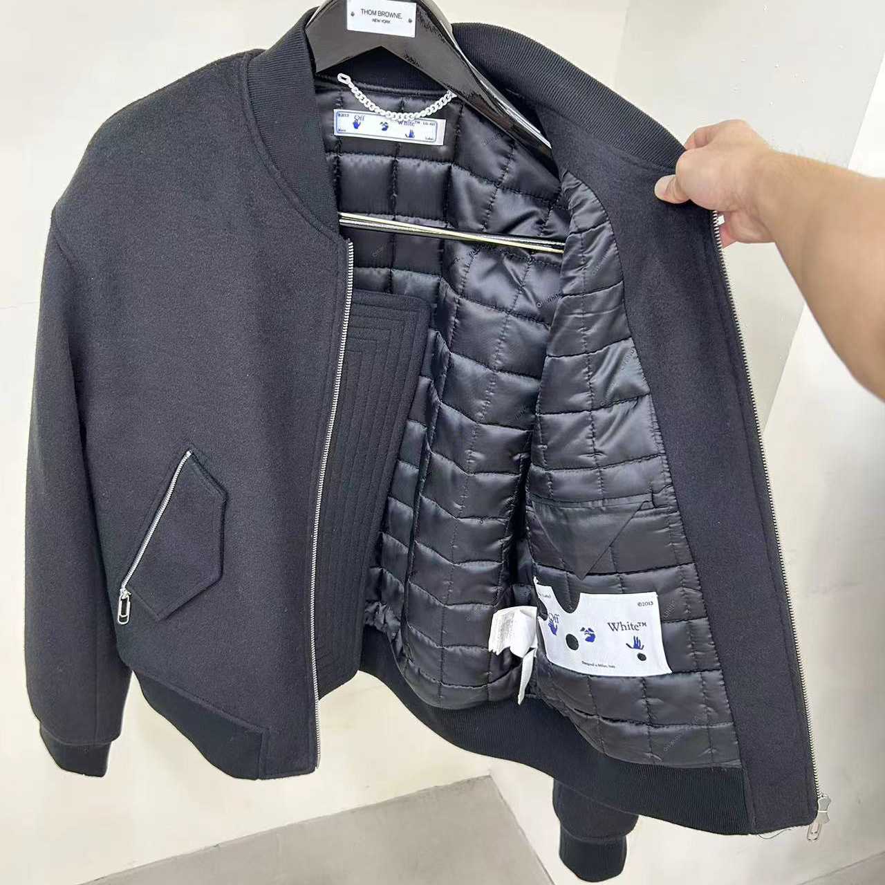 Off-White Slogan-print Bomber Jacket - FashionPlug