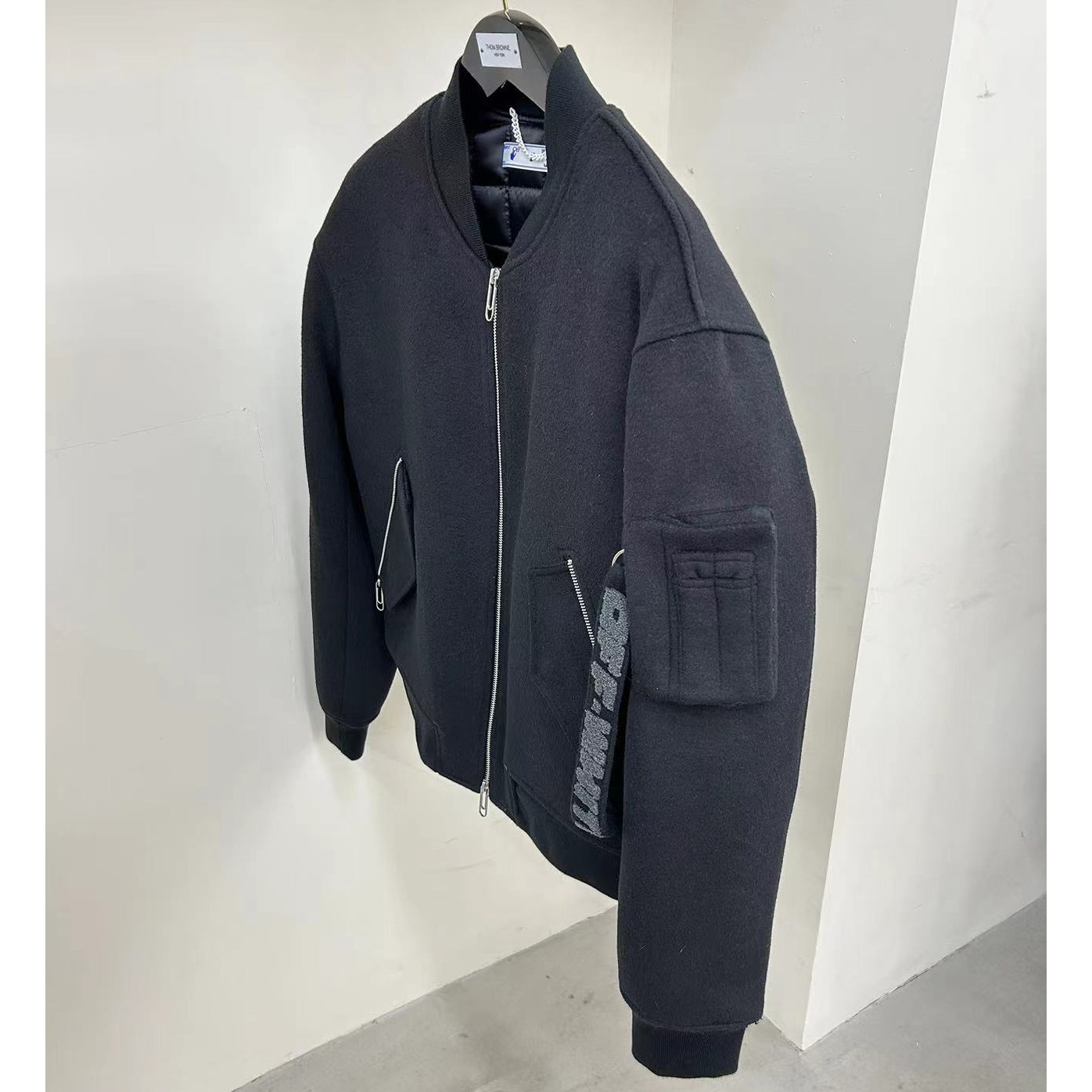 Off-White Slogan-print Bomber Jacket - FashionPlug