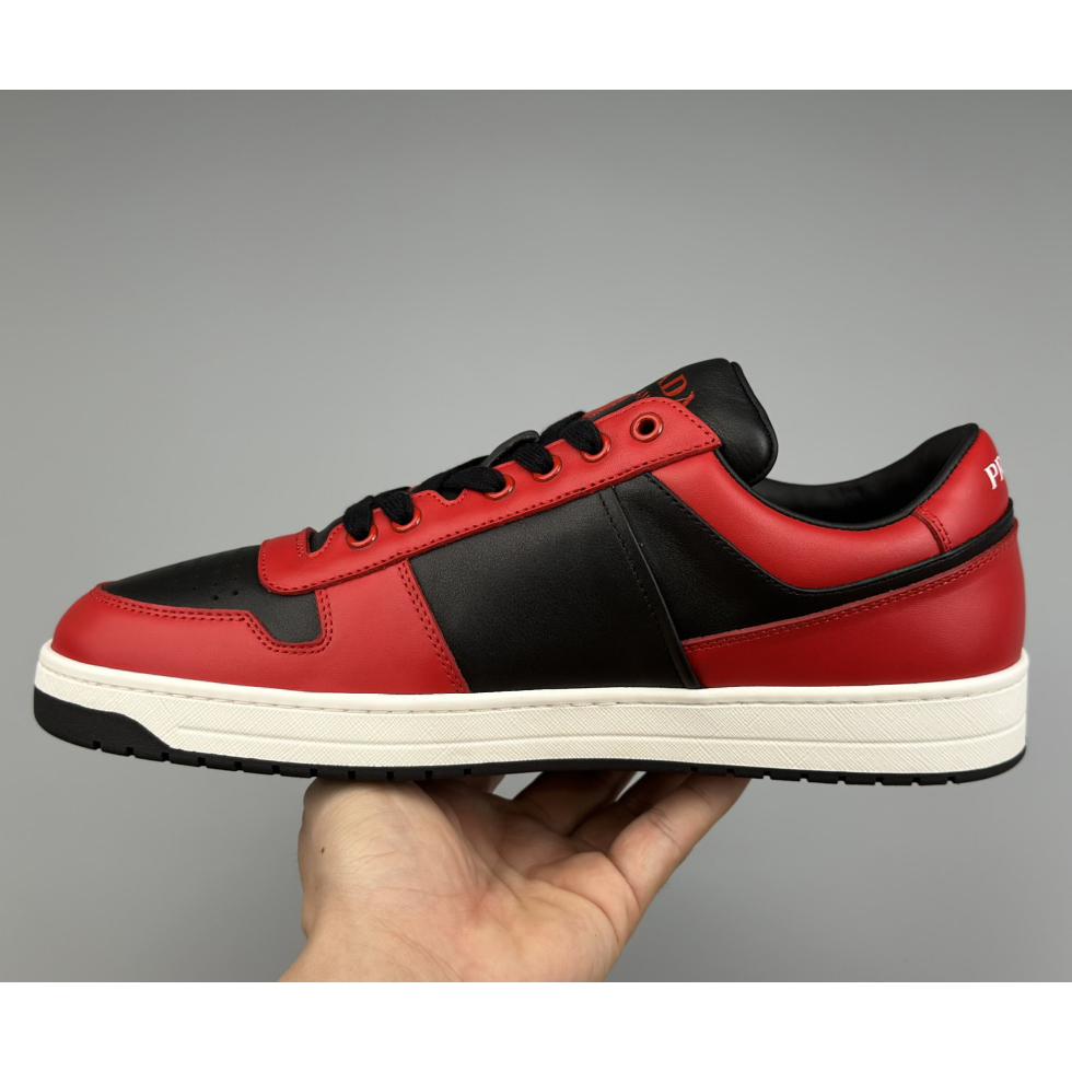 Prada Downtown Logo-plaque Leather Sneakers - FashionPlug