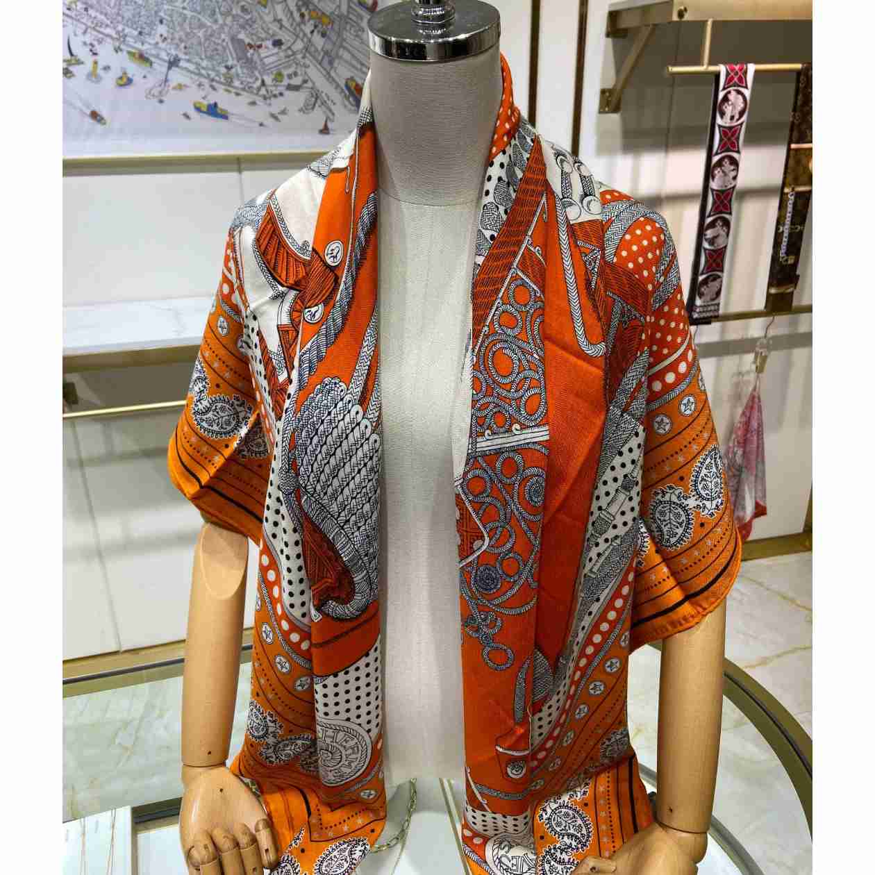 Hermes Zouaves et Dragons Bandana Shawl 140 - FashionPlug