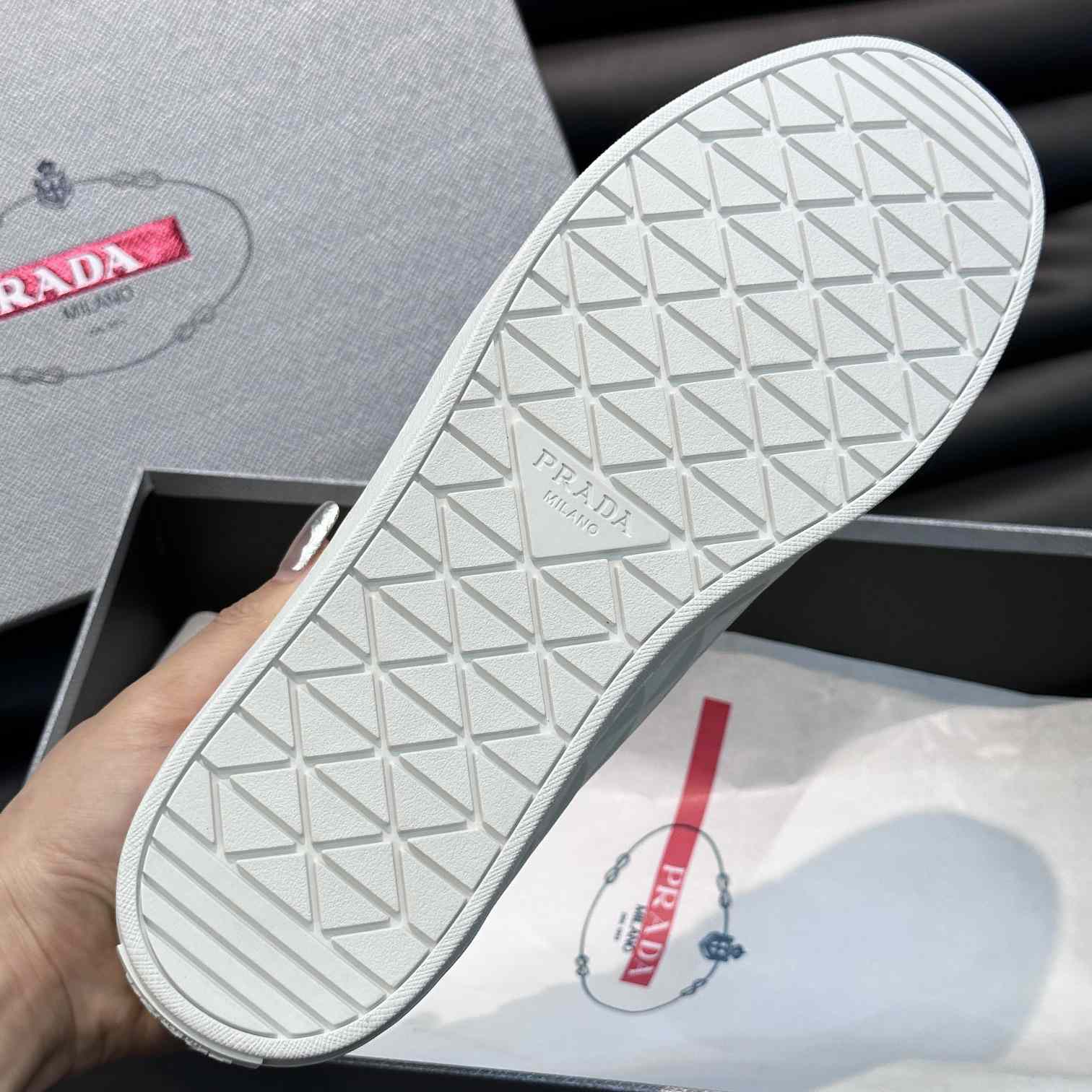 Prada Leather And Re-Nylon Sneakers - FashionPlug