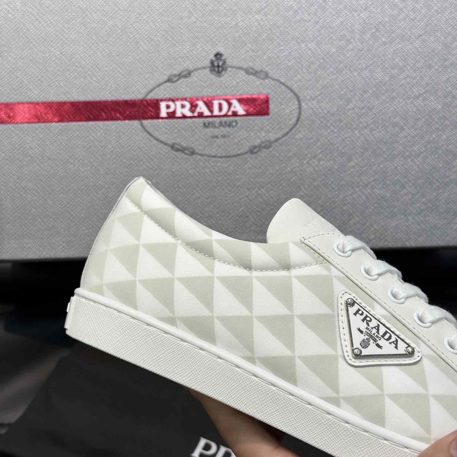 Prada Leather And Re-Nylon Sneakers - FashionPlug
