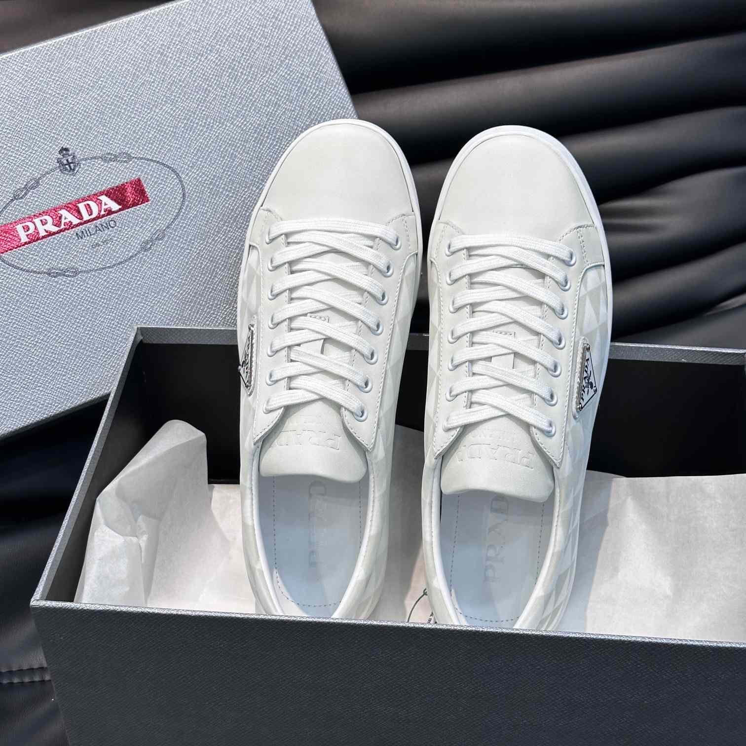 Prada Leather And Re-Nylon Sneakers - FashionPlug