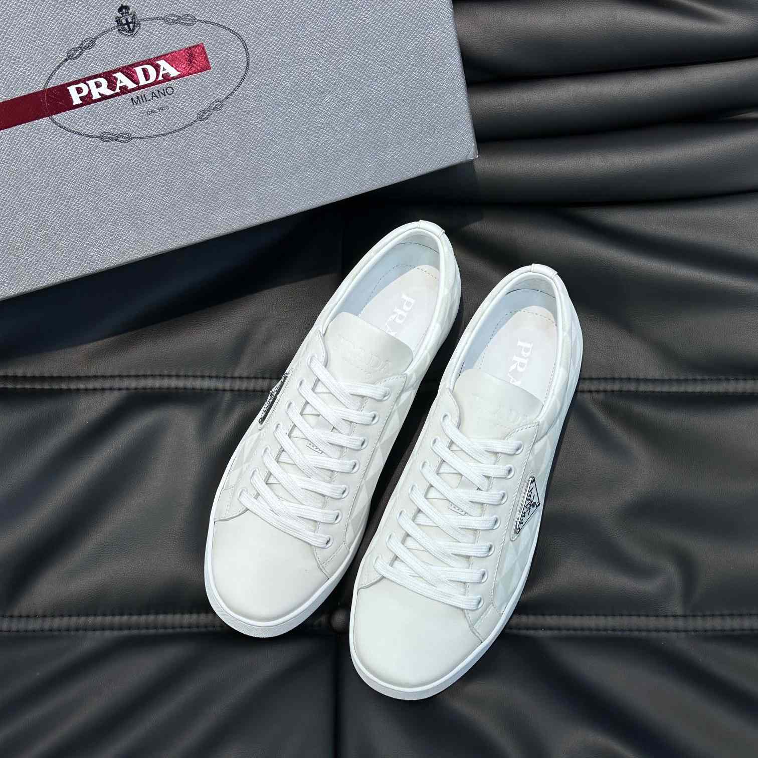 Prada Leather And Re-Nylon Sneakers - FashionPlug