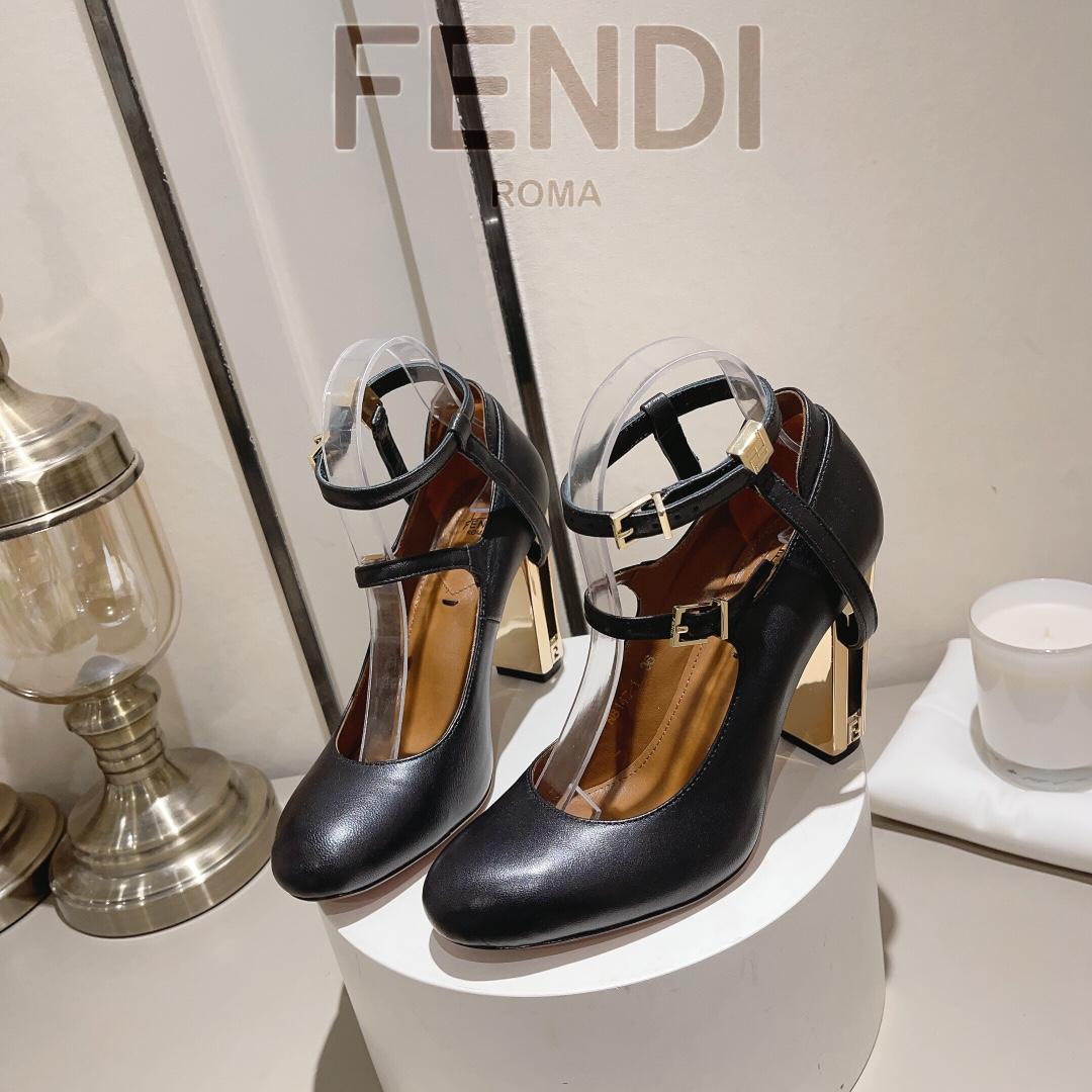 Fendi Delfina Black Leather High-heeled Court Shoes - FashionPlug