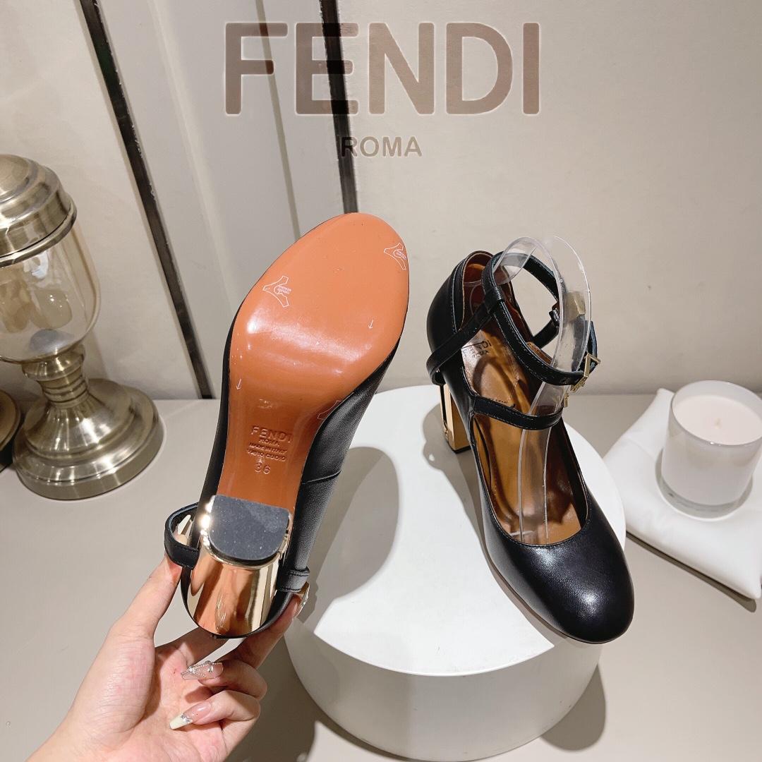 Fendi Delfina Black Leather High-heeled Court Shoes - FashionPlug