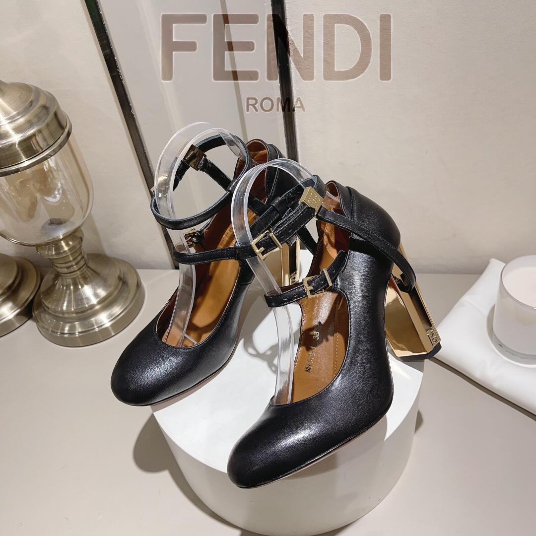 Fendi Delfina Black Leather High-heeled Court Shoes - FashionPlug