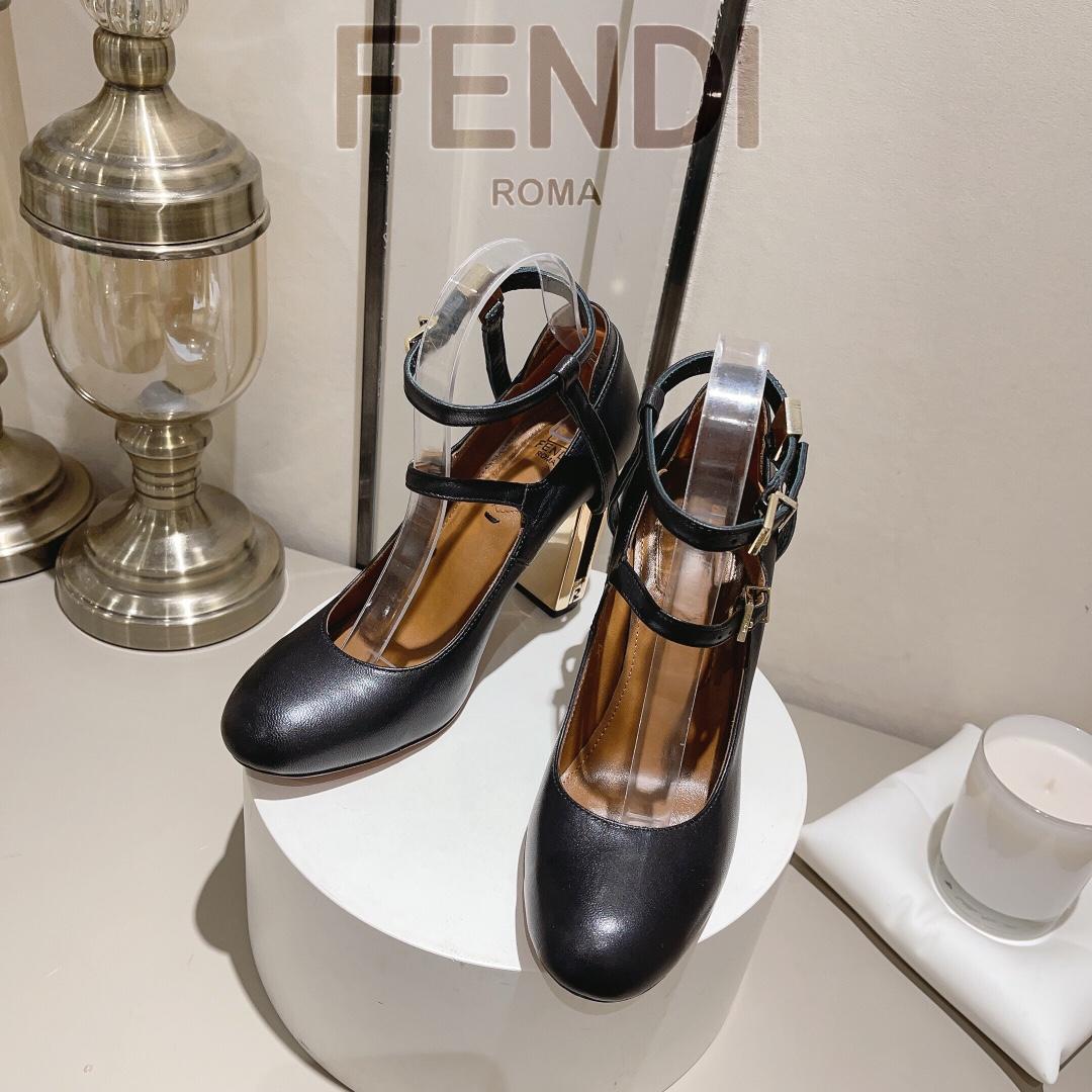 Fendi Delfina Black Leather High-heeled Court Shoes - FashionPlug