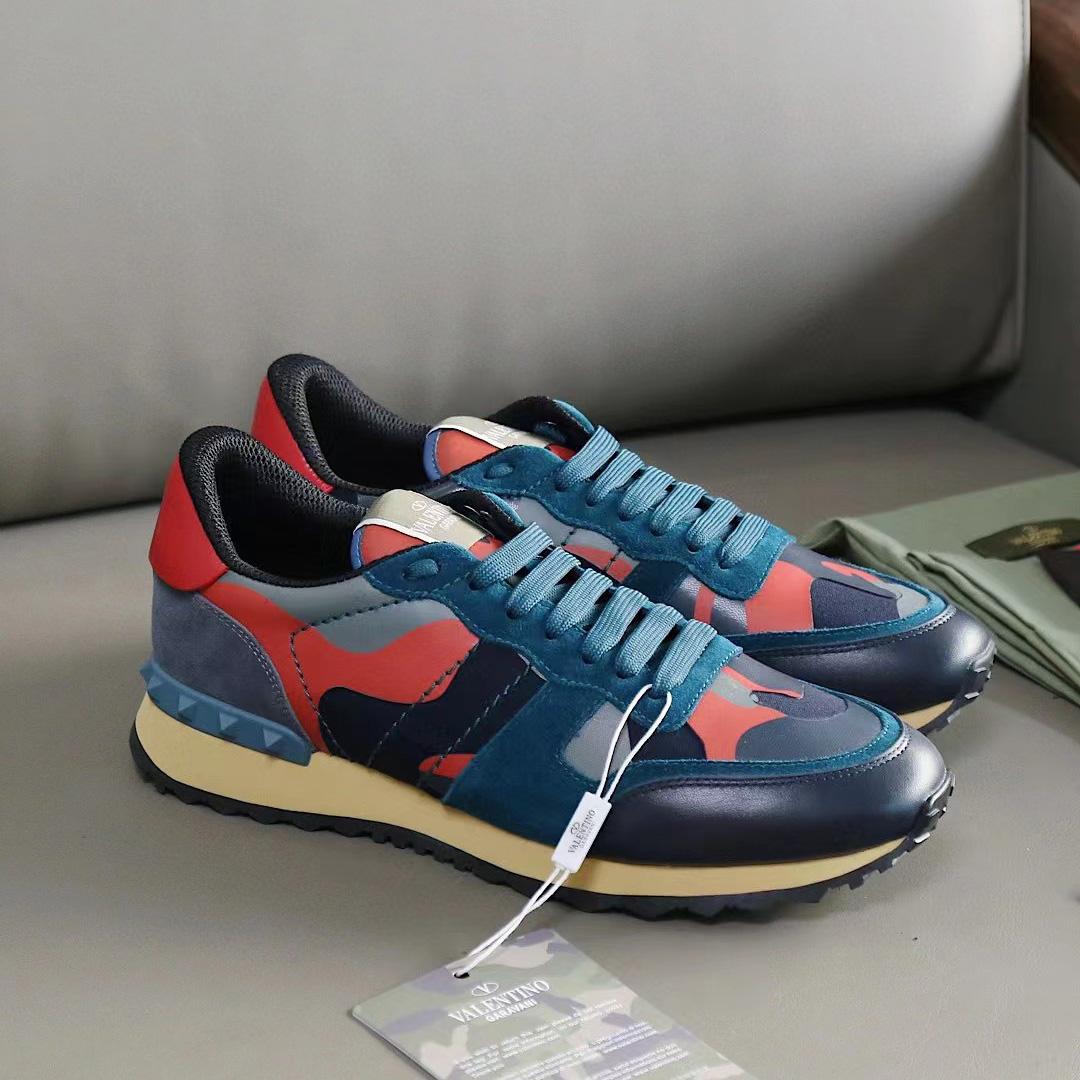 Valenti Multicolor Suede,Canvas and Leather Rockrunner Camouflage Sneakers - FashionPlug