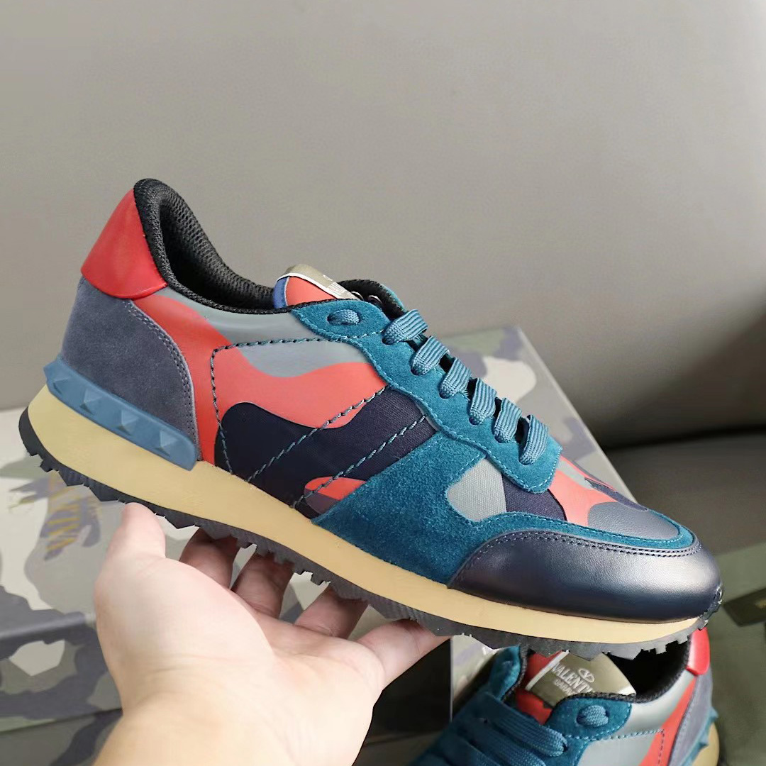 Valenti Multicolor Suede,Canvas and Leather Rockrunner Camouflage Sneakers - FashionPlug