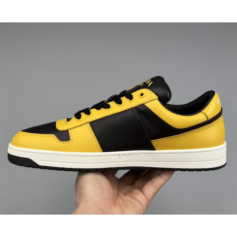 Prada Downtown Logo-plaque Leather Sneakers - FashionPlug