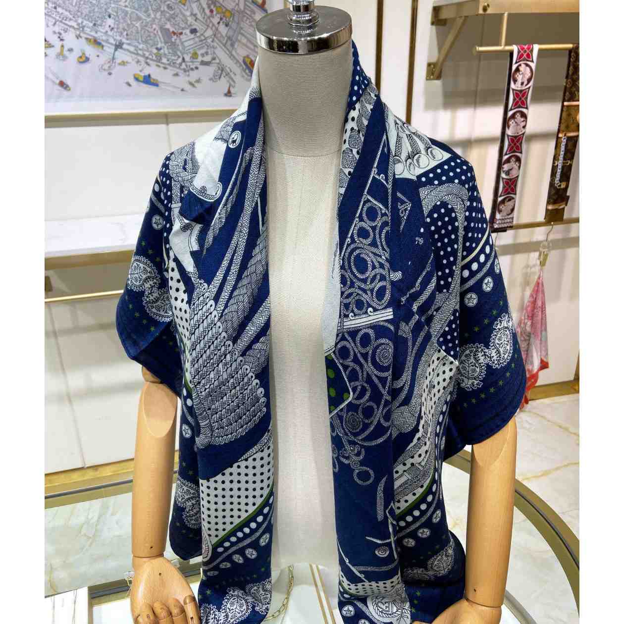 Hermes Zouaves et Dragons Bandana Shawl 140 - FashionPlug
