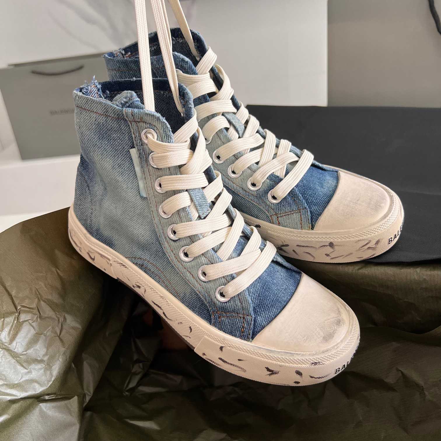 Balenciaga Paris High Top Sneaker In Blue - FashionPlug