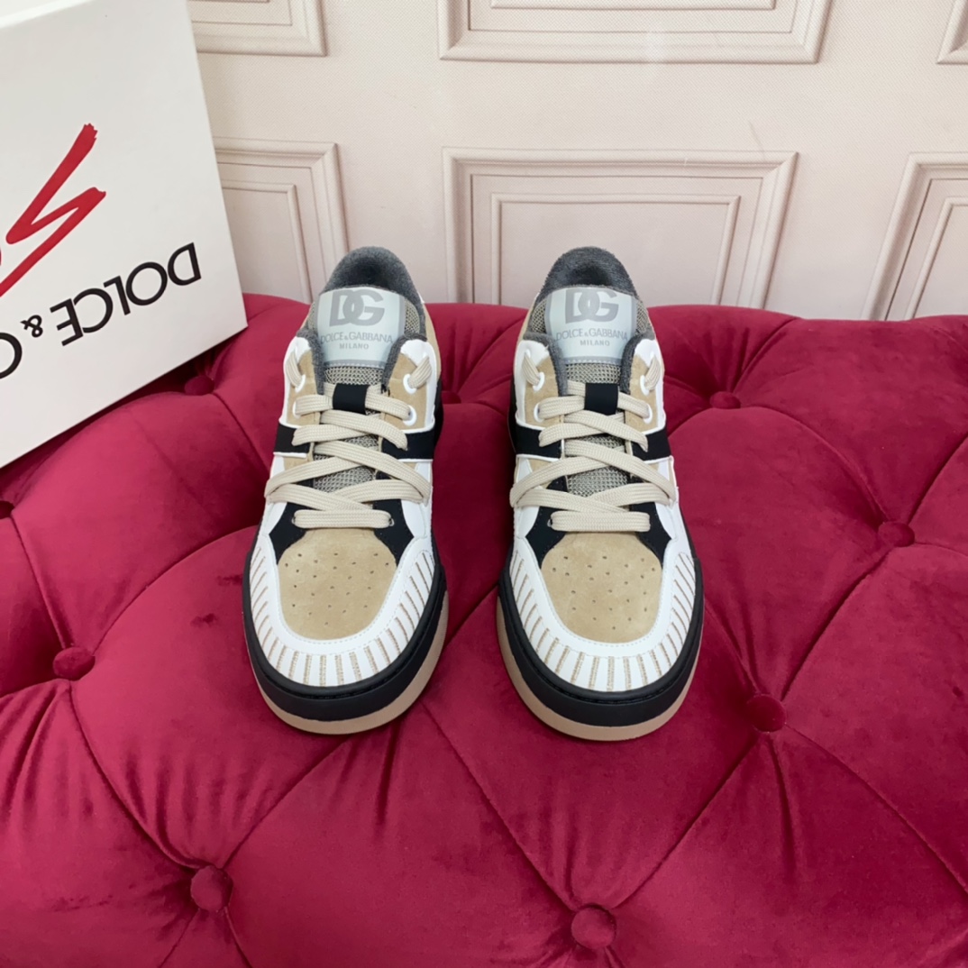 Dolce & Gabbana Mixed-material New Roma Sneakers - FashionPlug