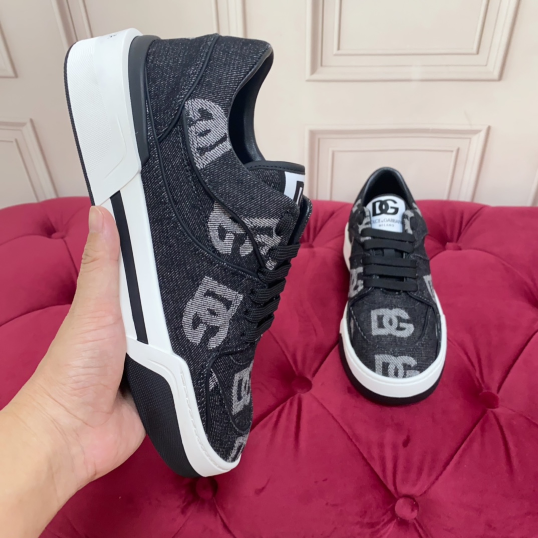 Dolce & Gabbana New Roma Sneakers With Denim Logo - FashionPlug