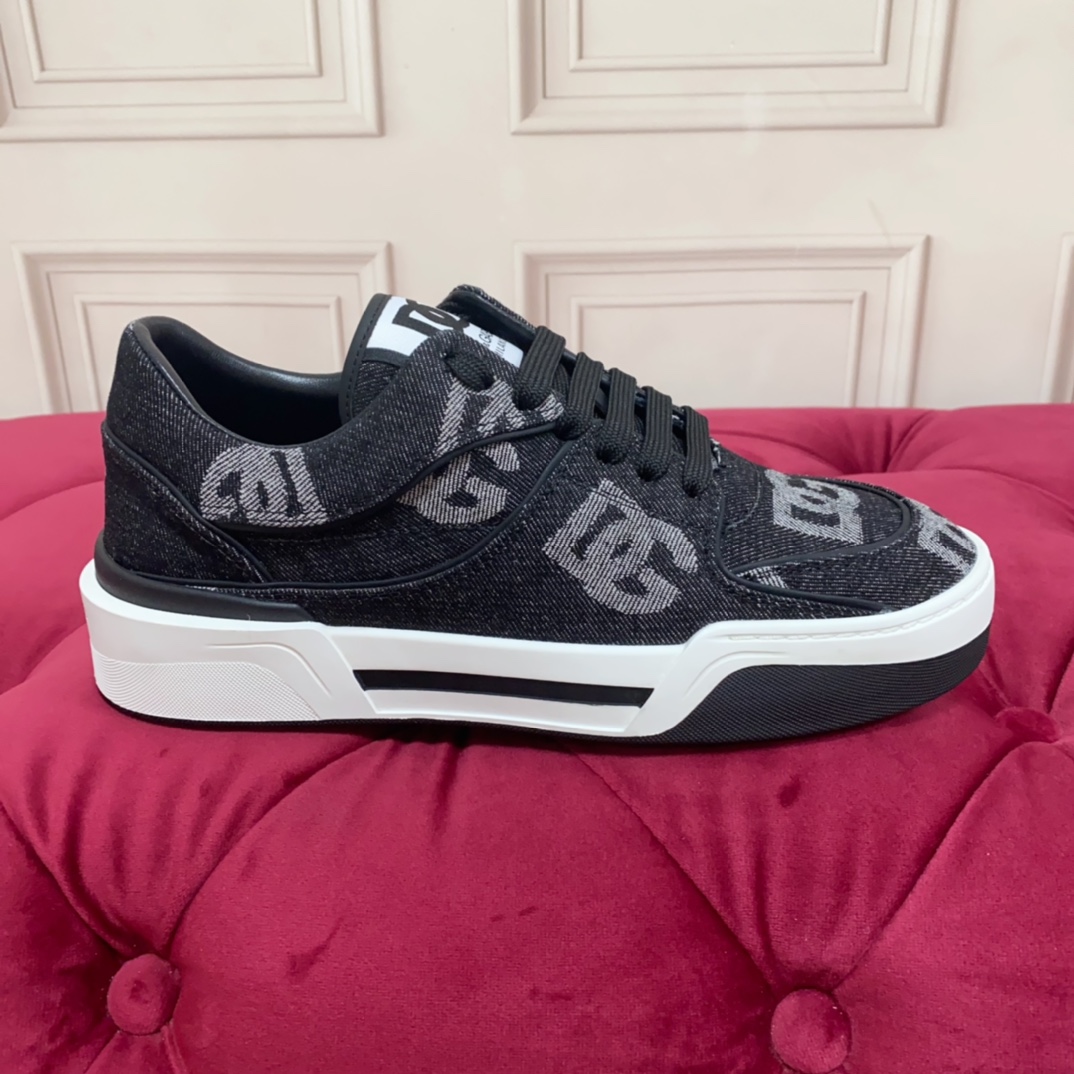Dolce & Gabbana New Roma Sneakers With Denim Logo - FashionPlug