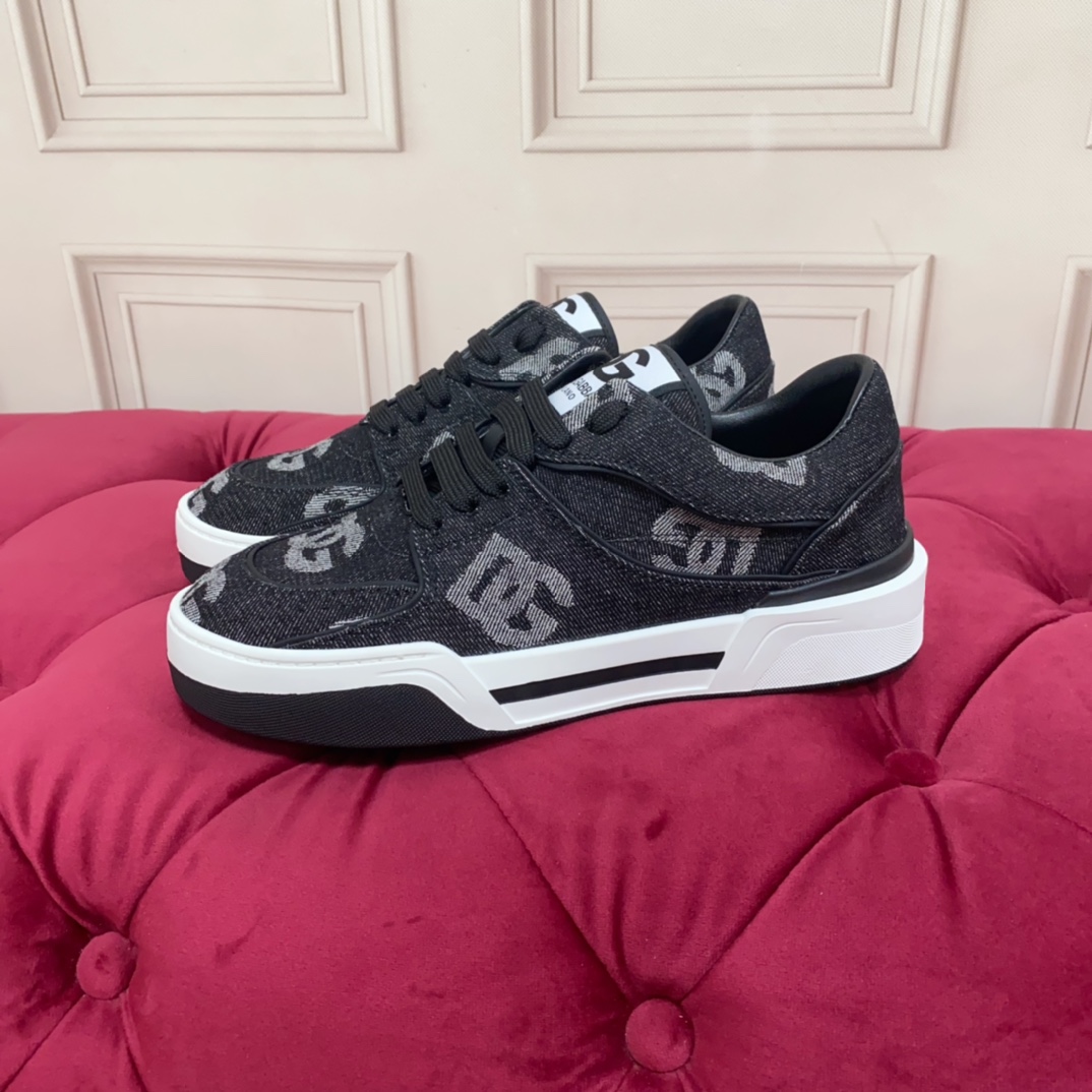 Dolce & Gabbana New Roma Sneakers With Denim Logo - FashionPlug