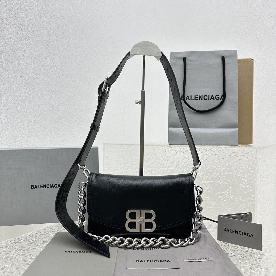 Balenciaga BB Soft Small Flap Bag In Black - FashionPlug