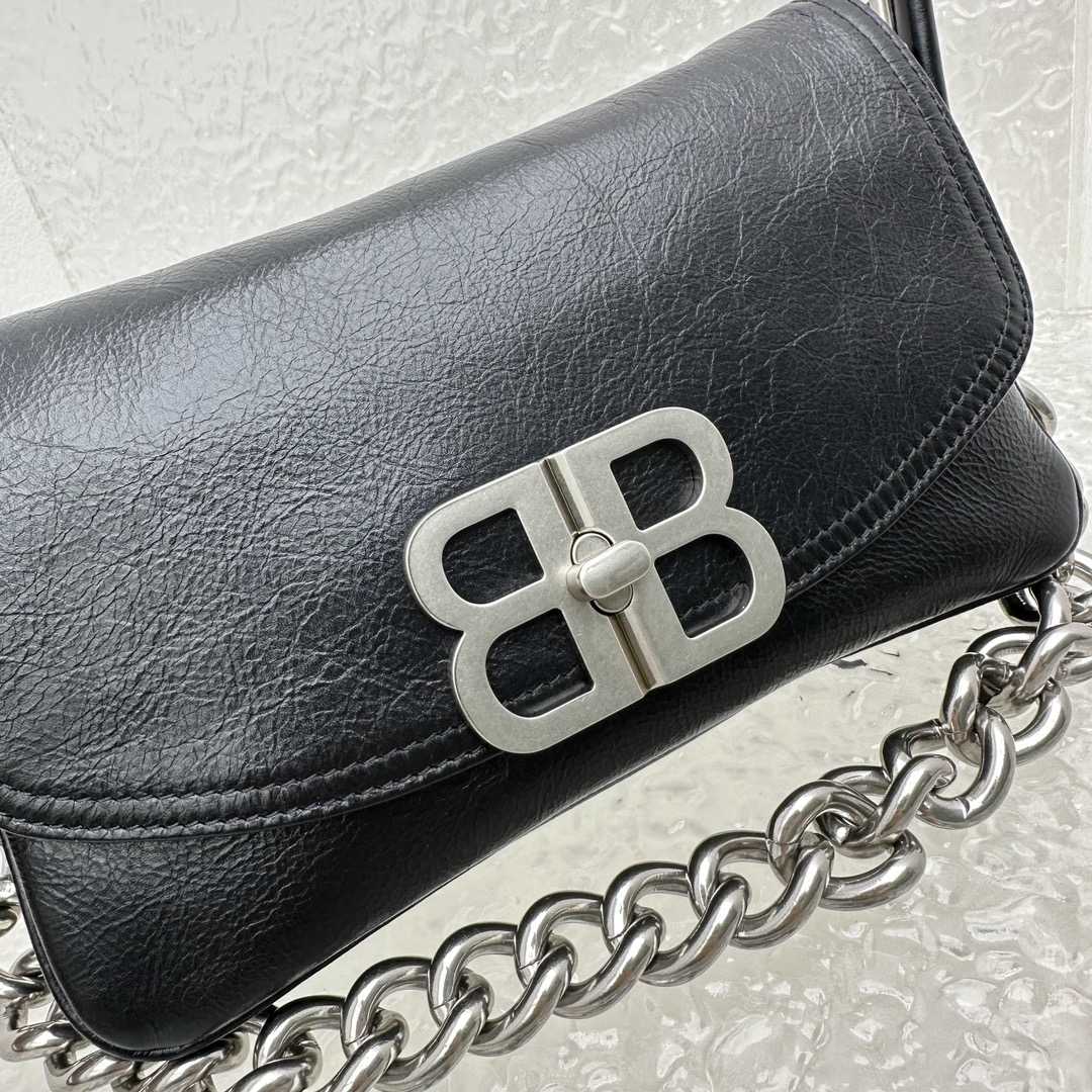 Balenciaga BB Soft Small Flap Bag In Black - FashionPlug