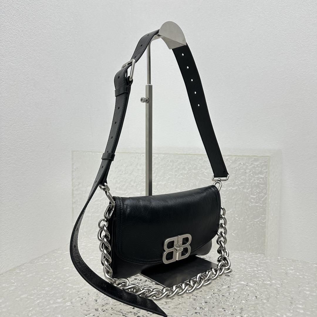 Balenciaga BB Soft Small Flap Bag In Black - FashionPlug